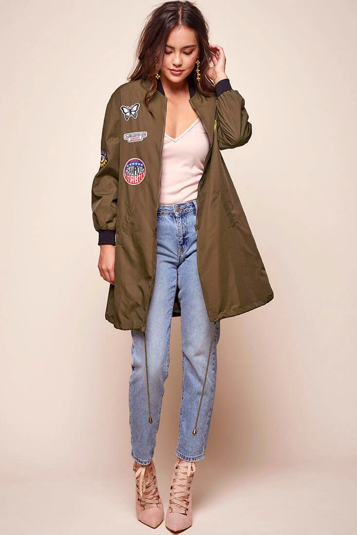 Harlan Patchwork Bomber Army Green Khaki - Sonourner