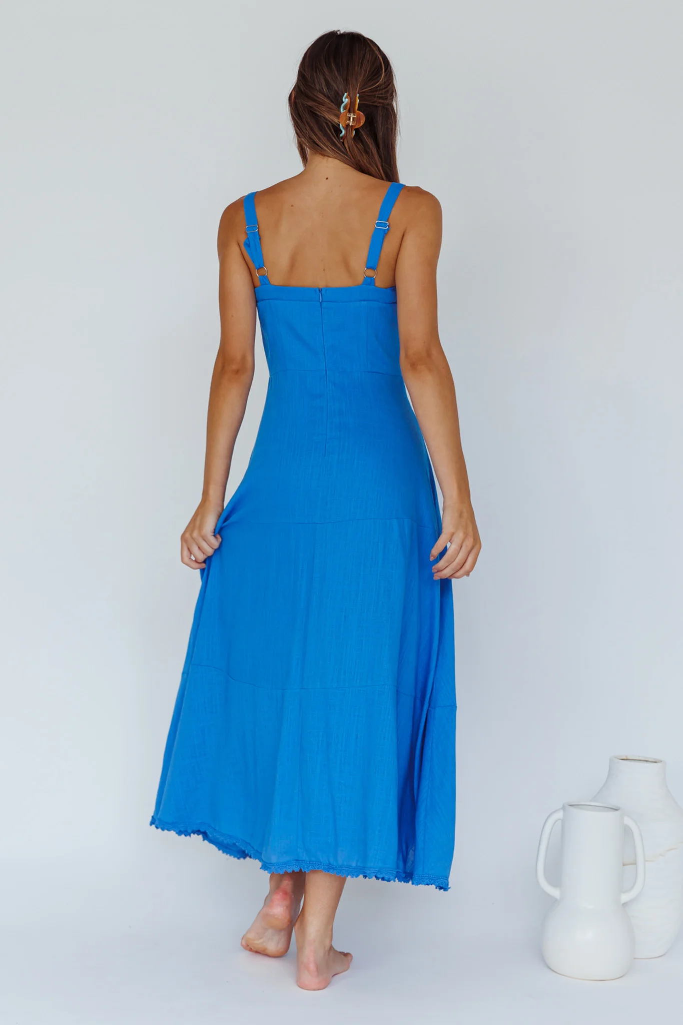 Sublime Tied Neckline Midi Dress Blue - Sonourner