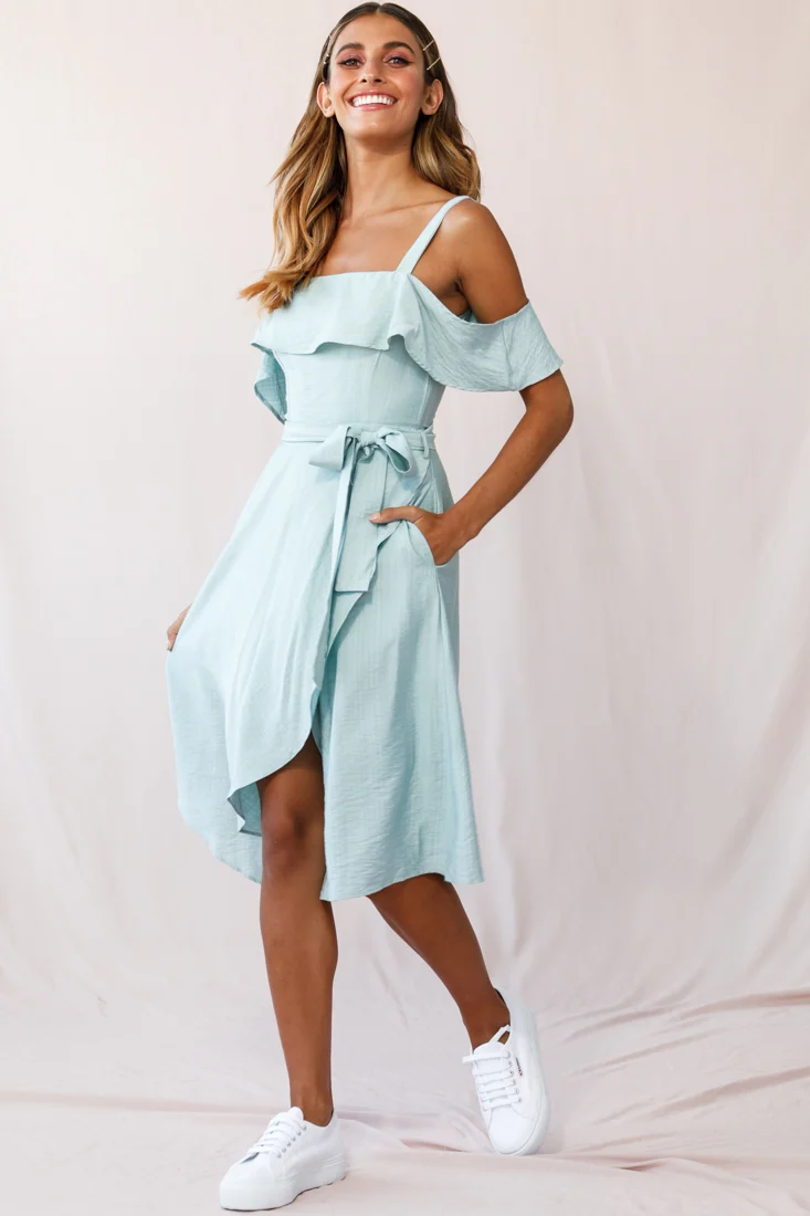 Adali Flowy Summer Midi Dress Pistachio Green - Sonourner