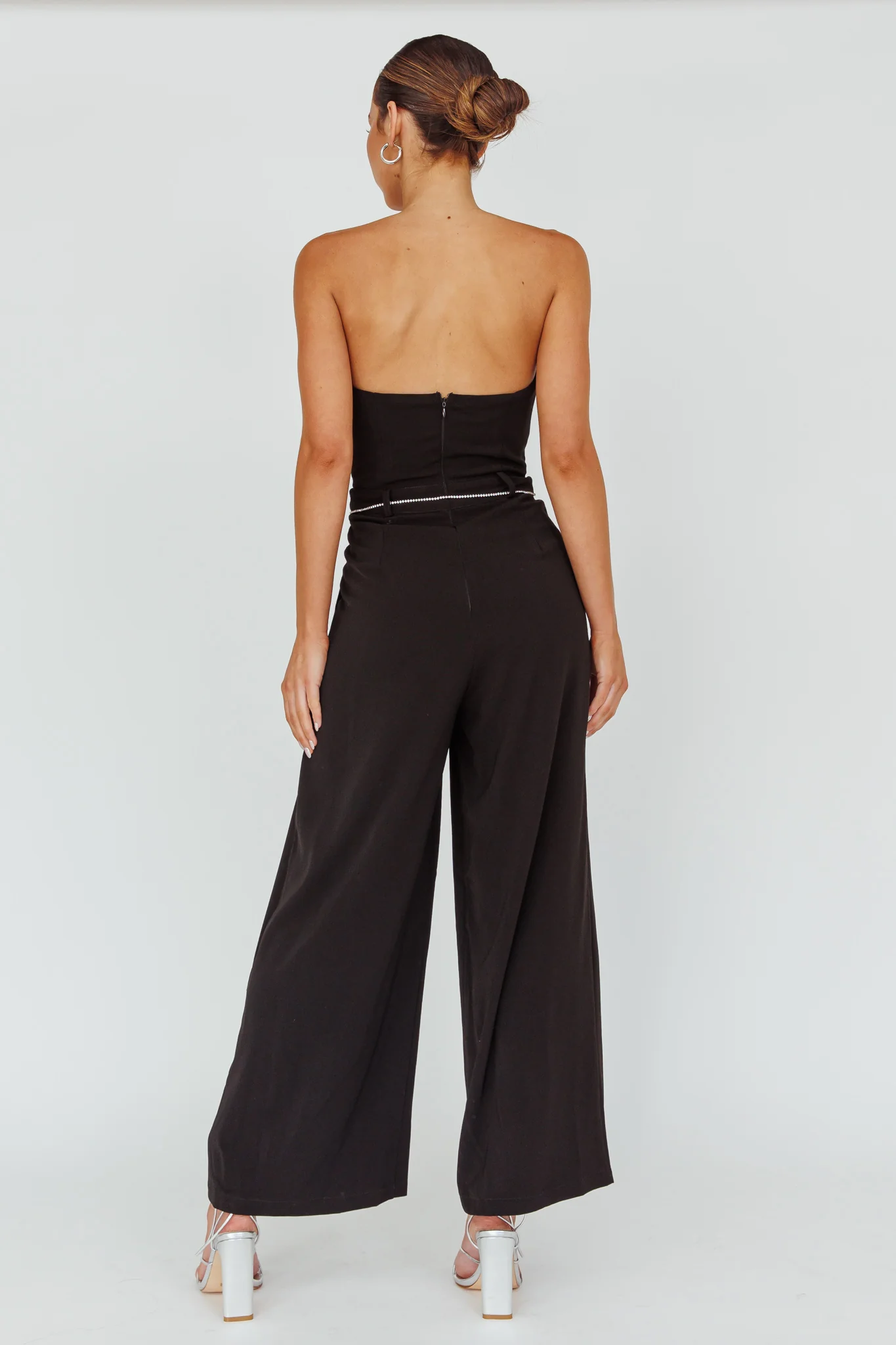 Kayte Strapless Belted Waist Jumpsuit Black - Sonourner
