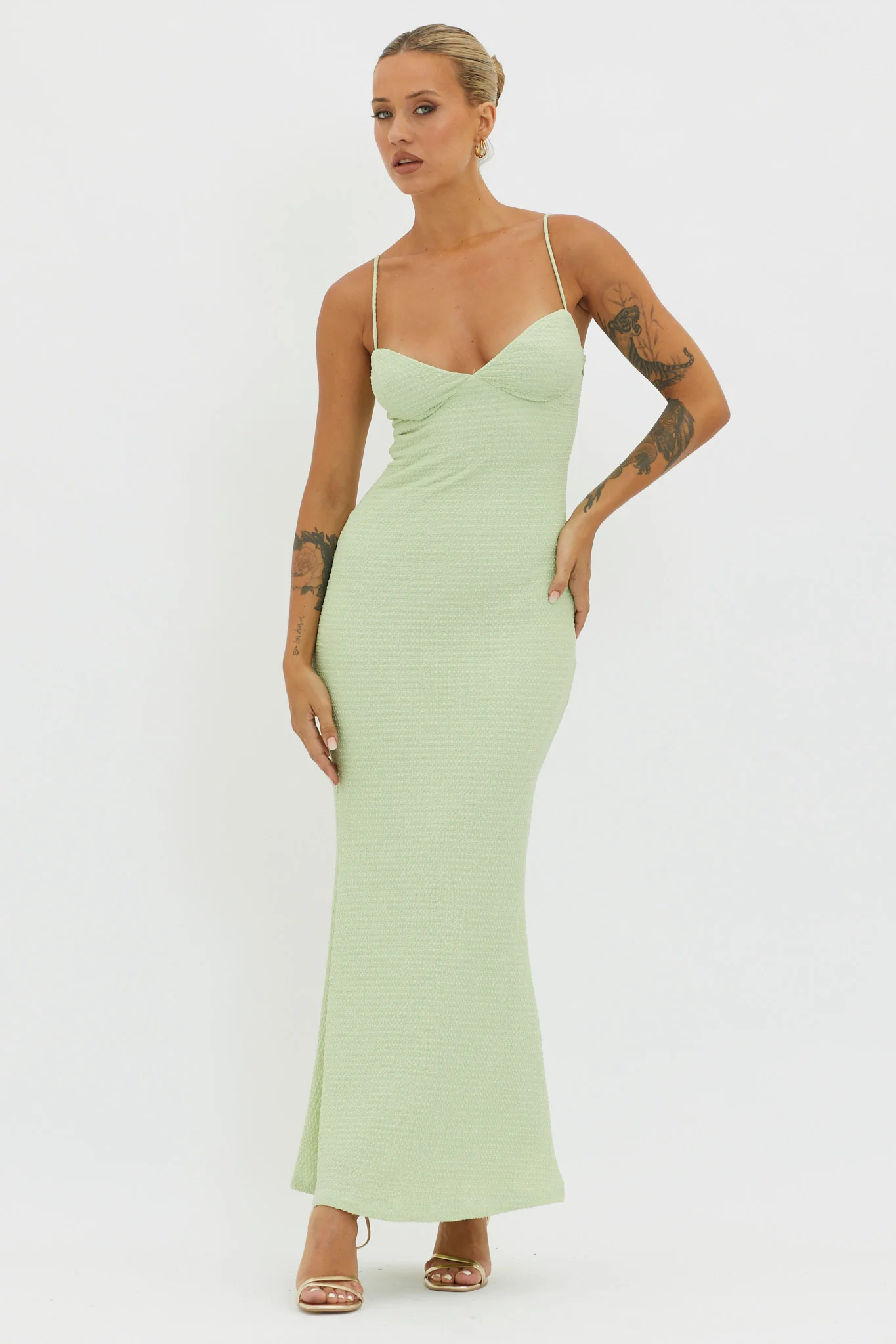 Lennox Elastic Back Bodycon Dress Sage - Sonourner