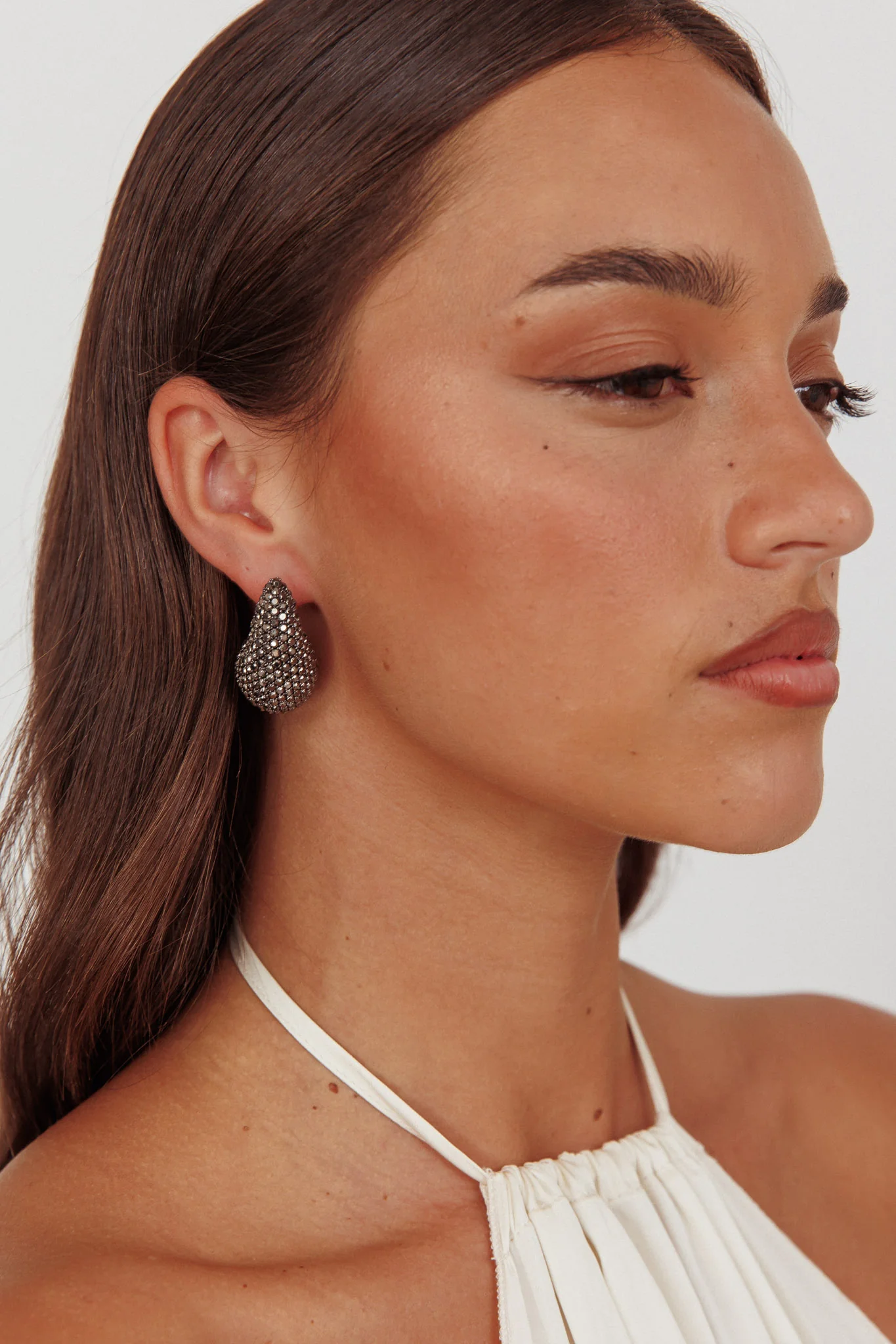 Nebula Pave Teardrop Earrings Black Diamante - Sonourner