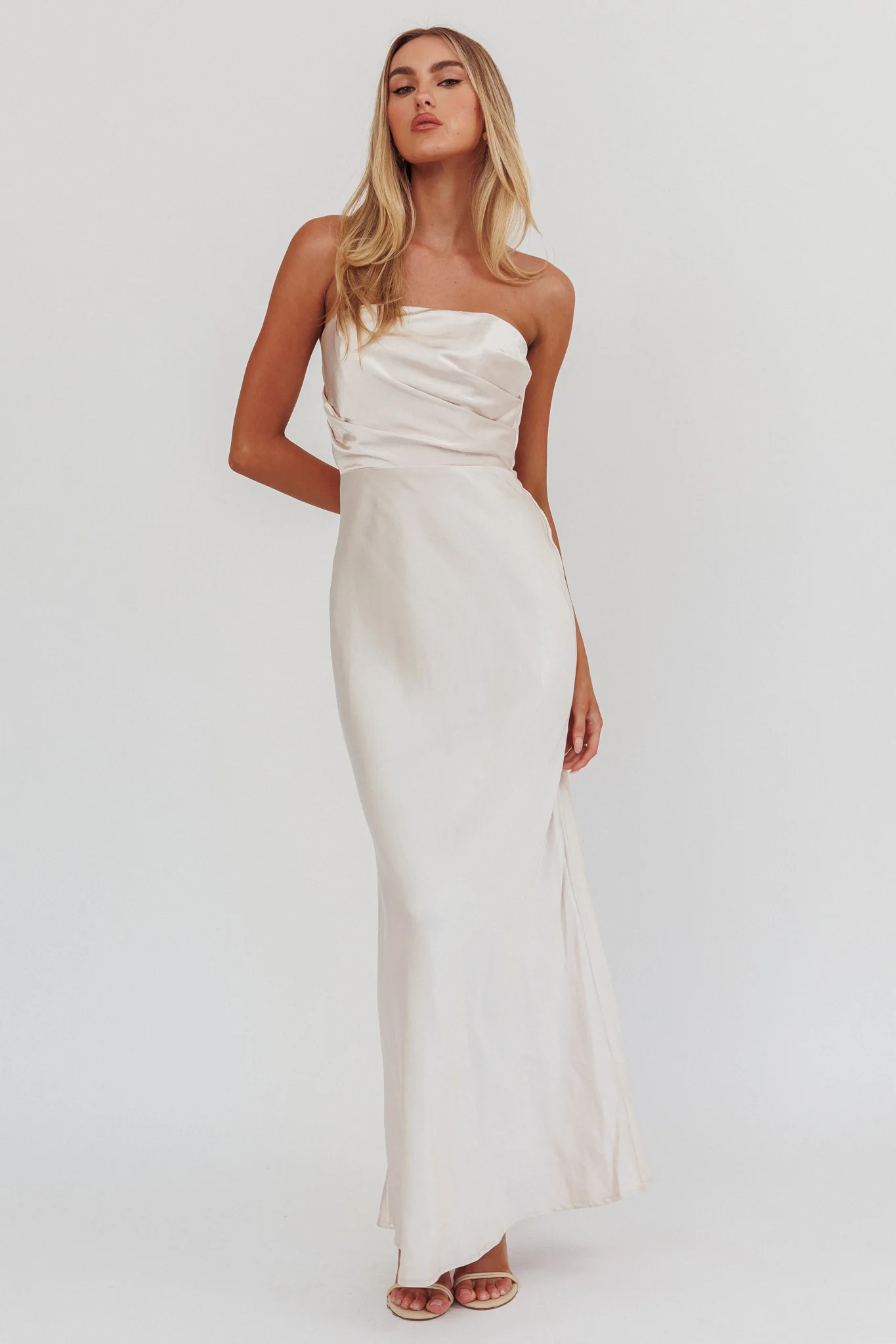 City Of Stars Strapless Maxi Dress Champagne - Sonourner