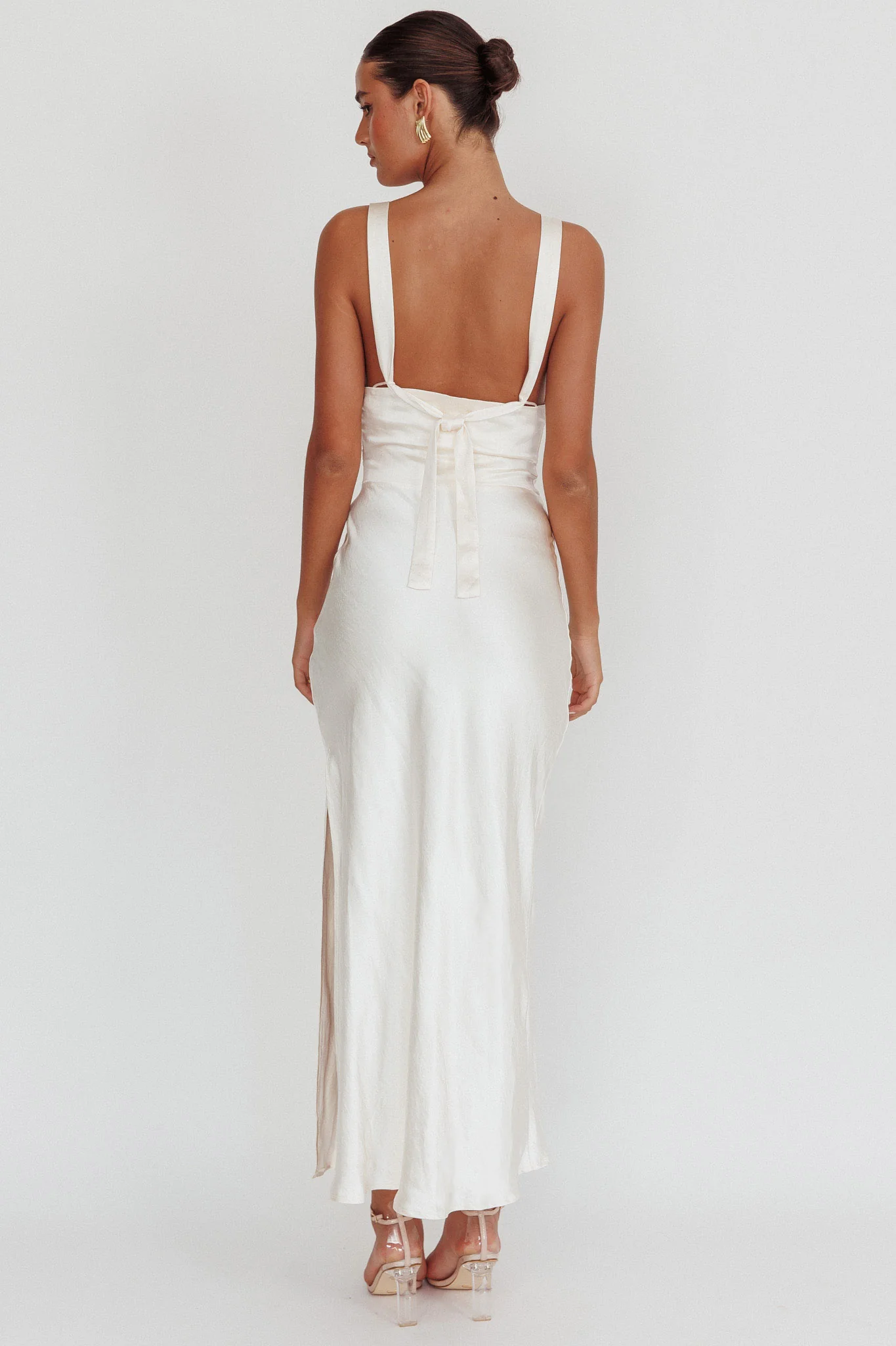 Sitara Tied Back Maxi Dress Oyster - Sonourner