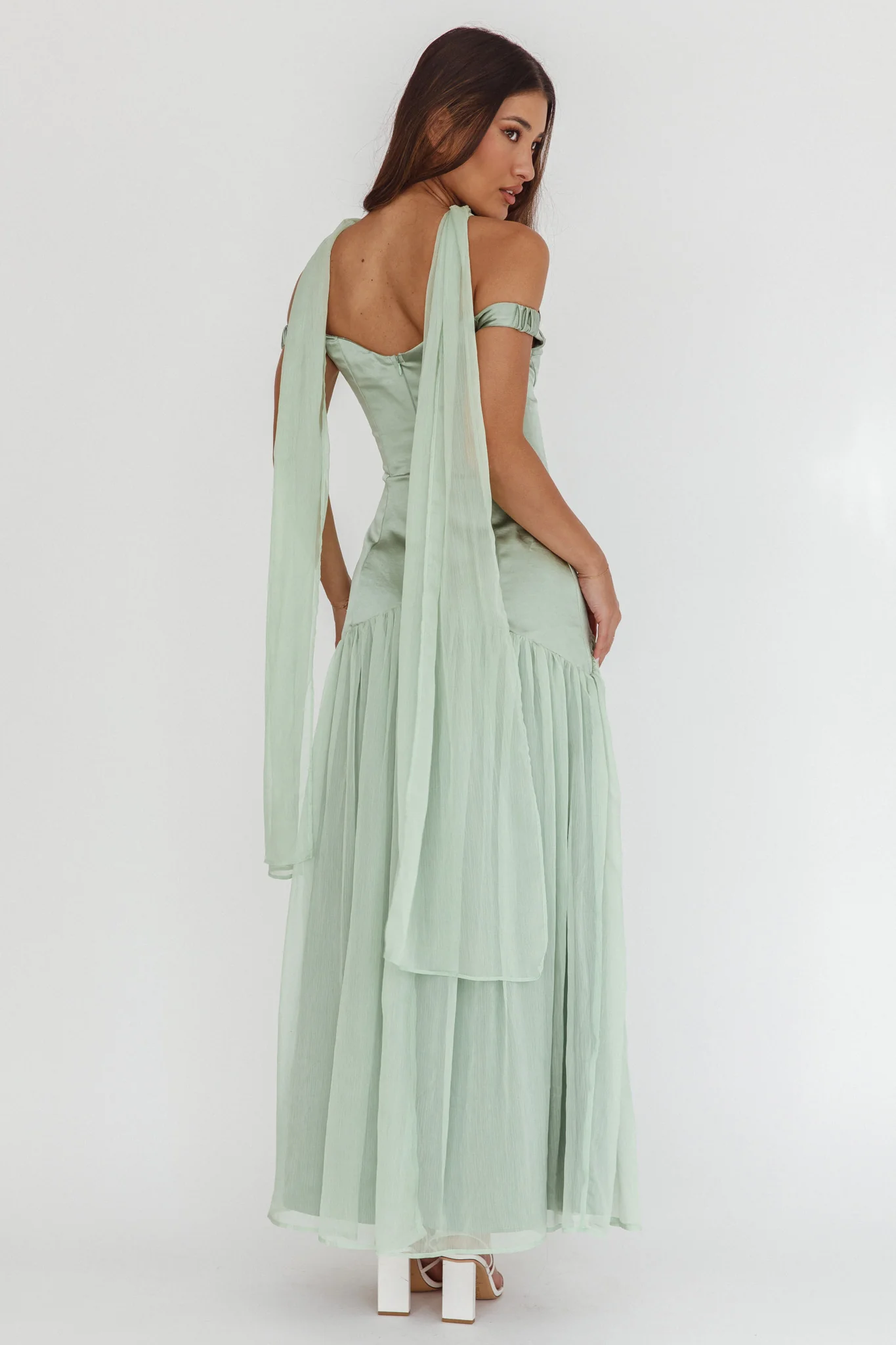 Kaycee Drop Waist Maxi Dress Sage - Sonourner