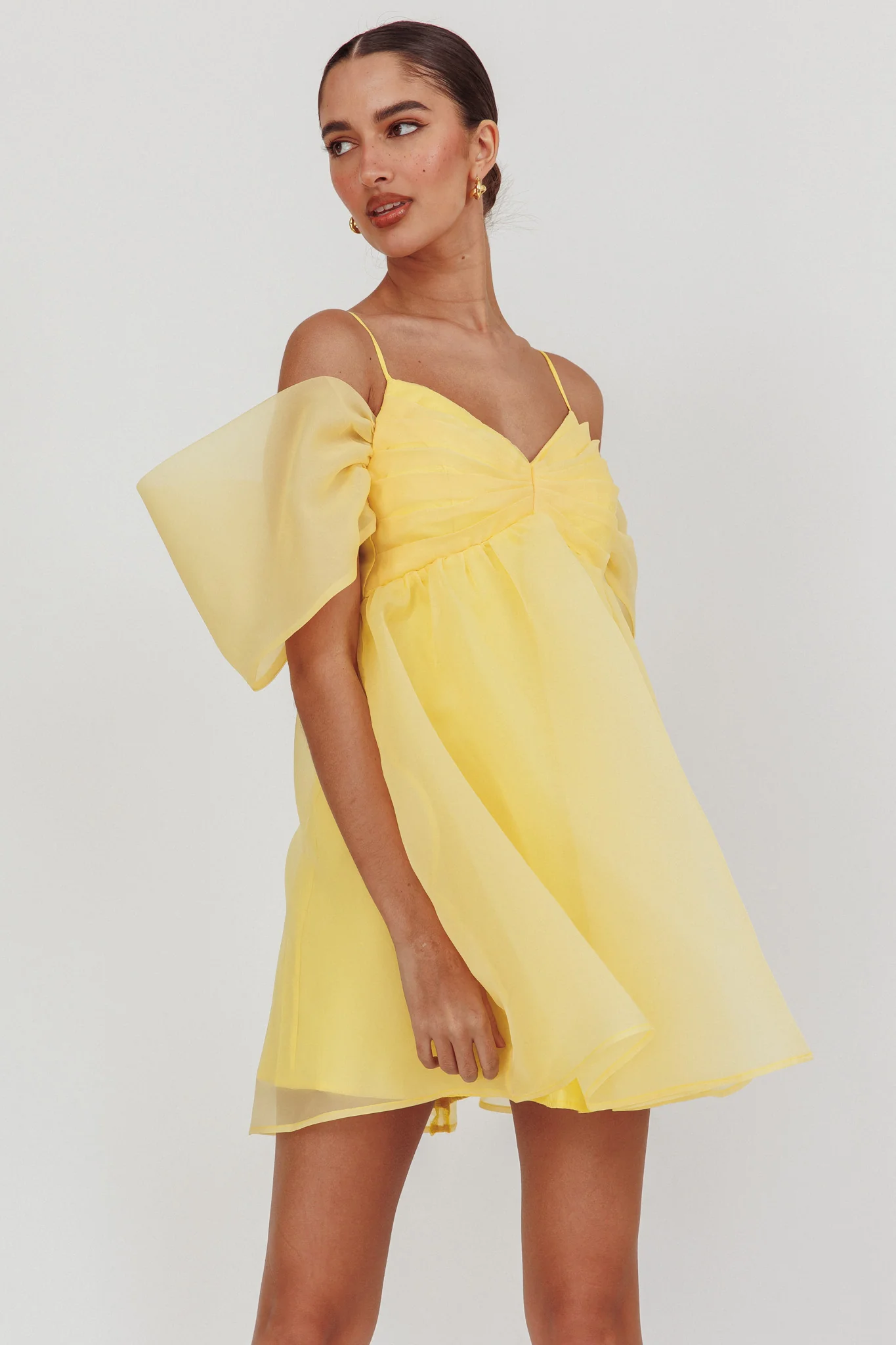 Little Liar Organza Mini Dress Yellow - Sonourner