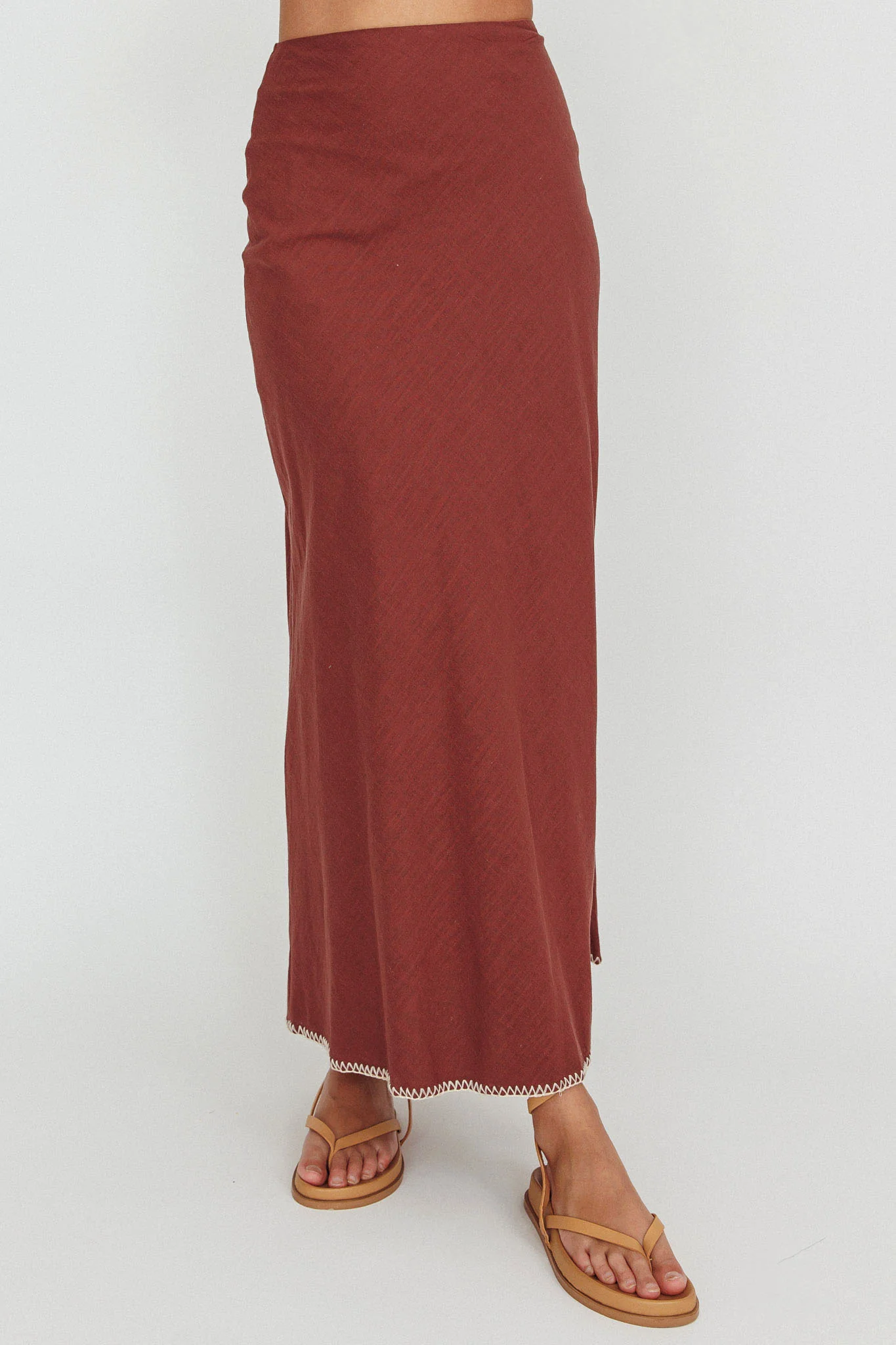 Dose Of Sunshine Blanket Stitch Skirt Chocolate - Sonourner