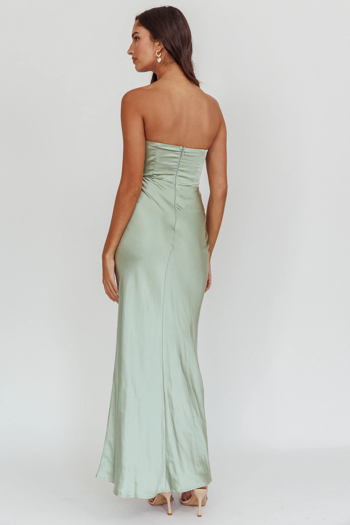 City Of Stars Strapless Maxi Dress Pistachio - Sonourner