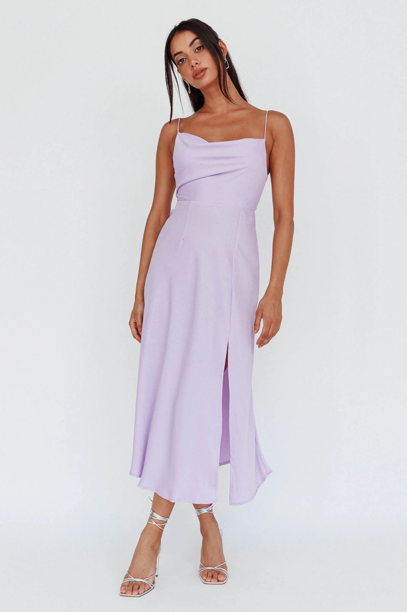 Suki Front Split Midi Dress Lilac - Sonourner