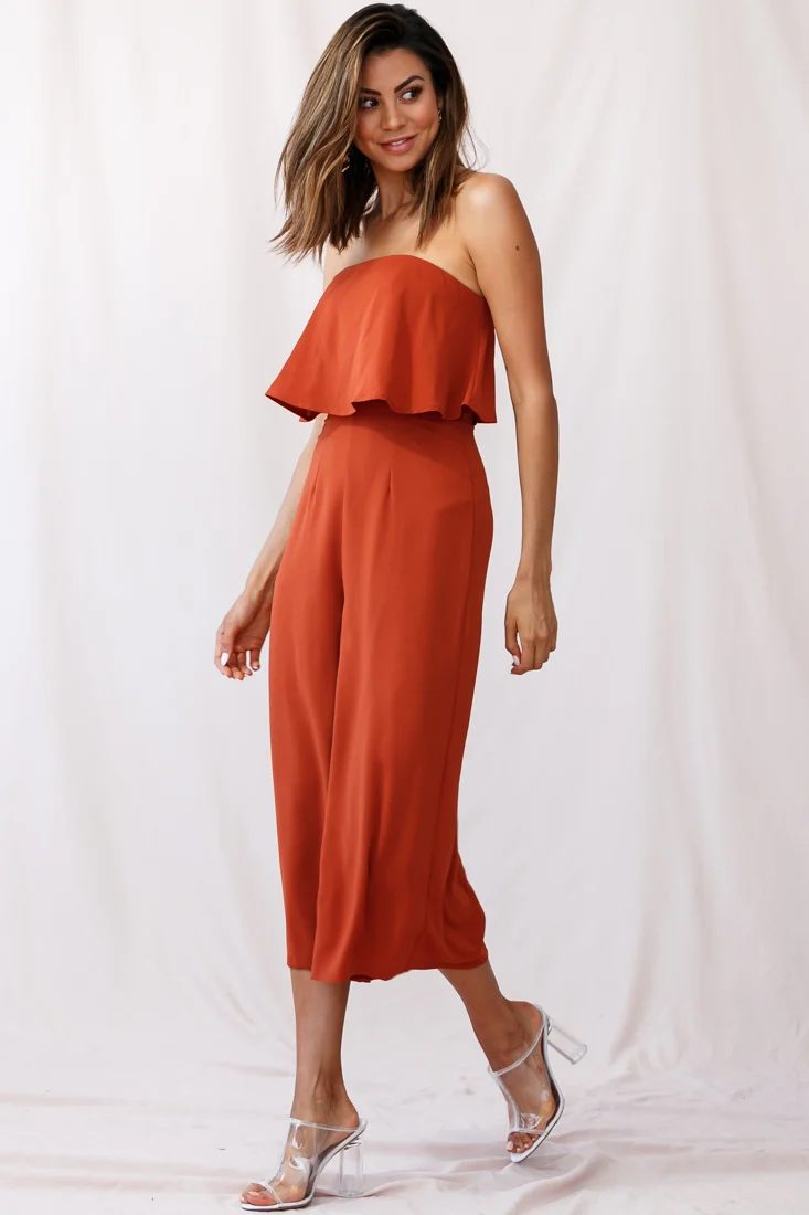 Monserrat Frill Bust Jumpsuit Umber - Sonourner