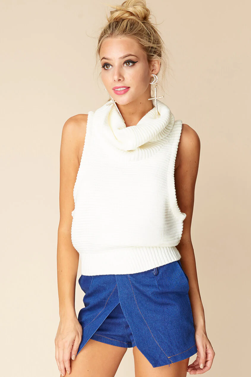 Jenny Sleeveless Cowlneck White - Sonourner