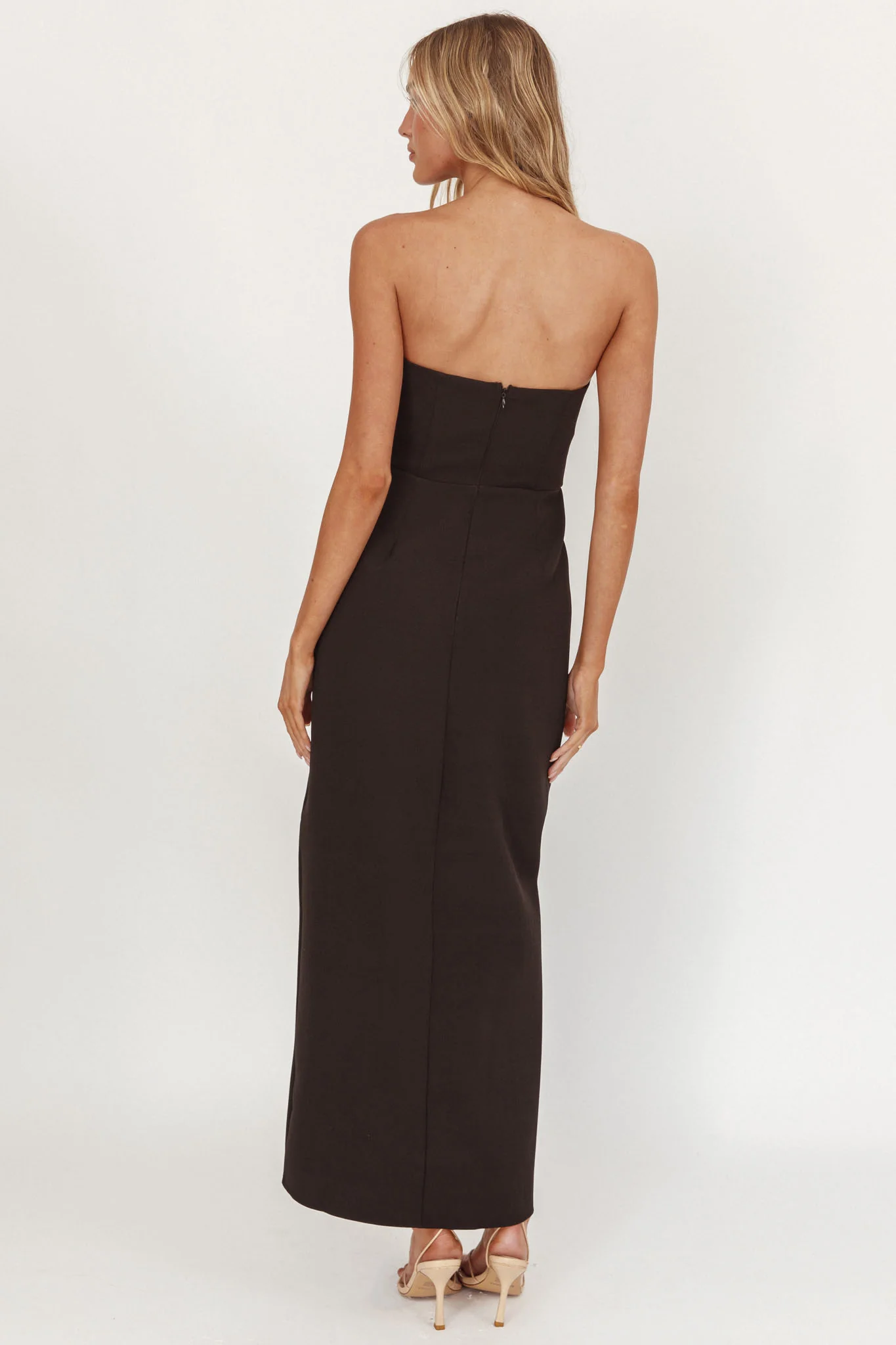 Samanntha Strapless Bow Detail Midi Dress Black - Sonourner