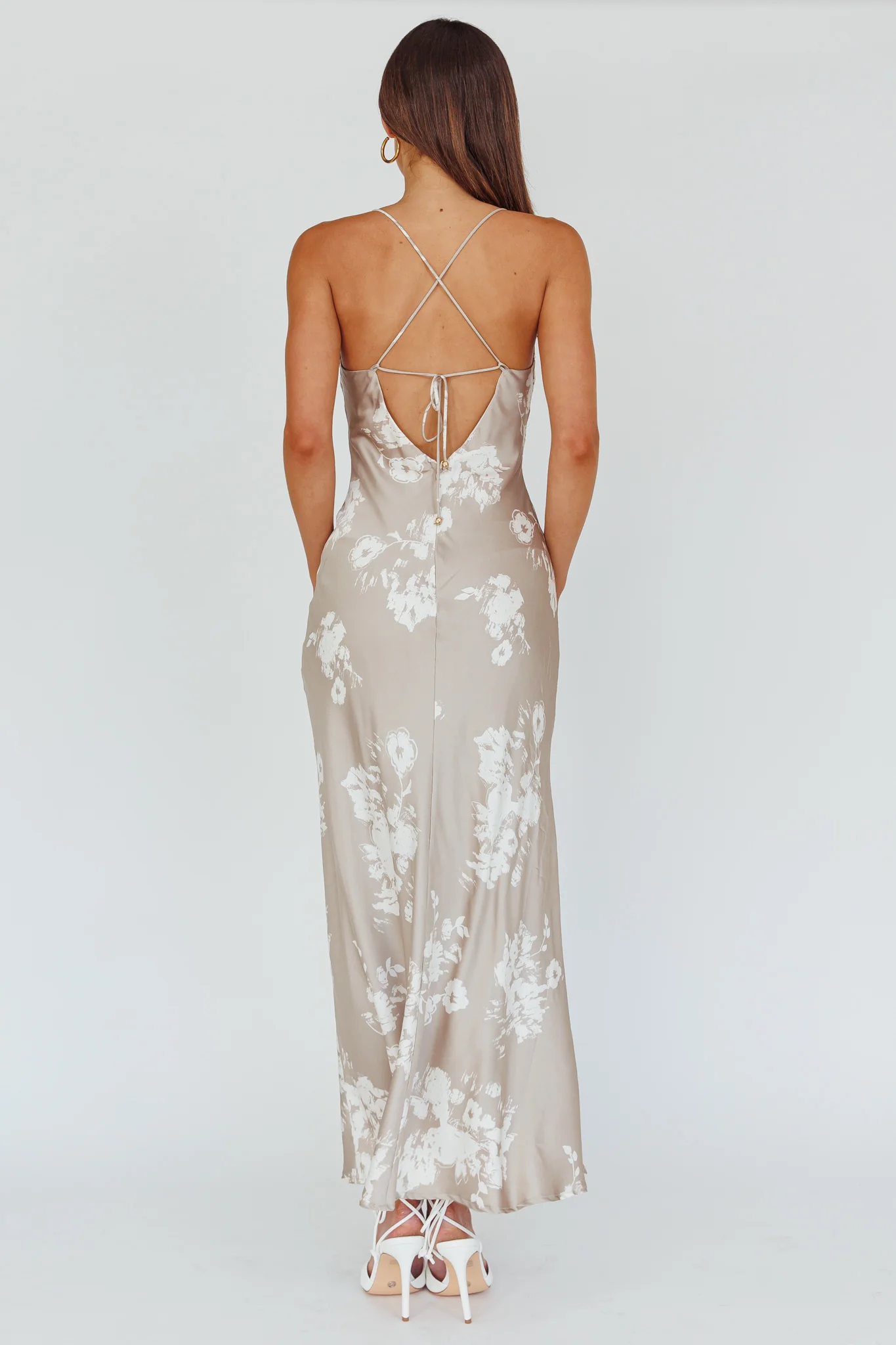 Lyndel Tied Back Slip Midi Dress Grey - Sonourner