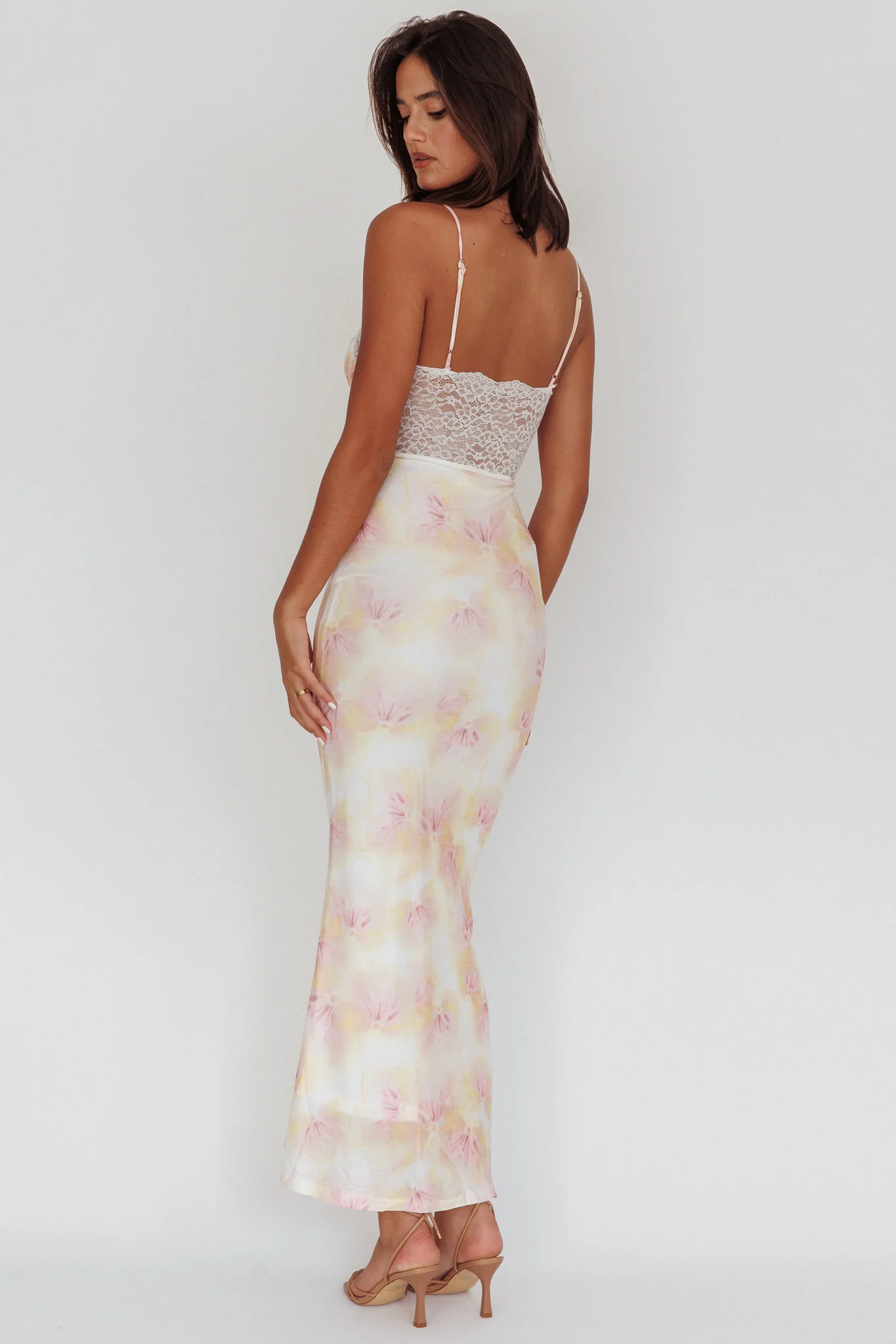 Super Shy Floral Lace Maxi Dress Pink - Sonourner