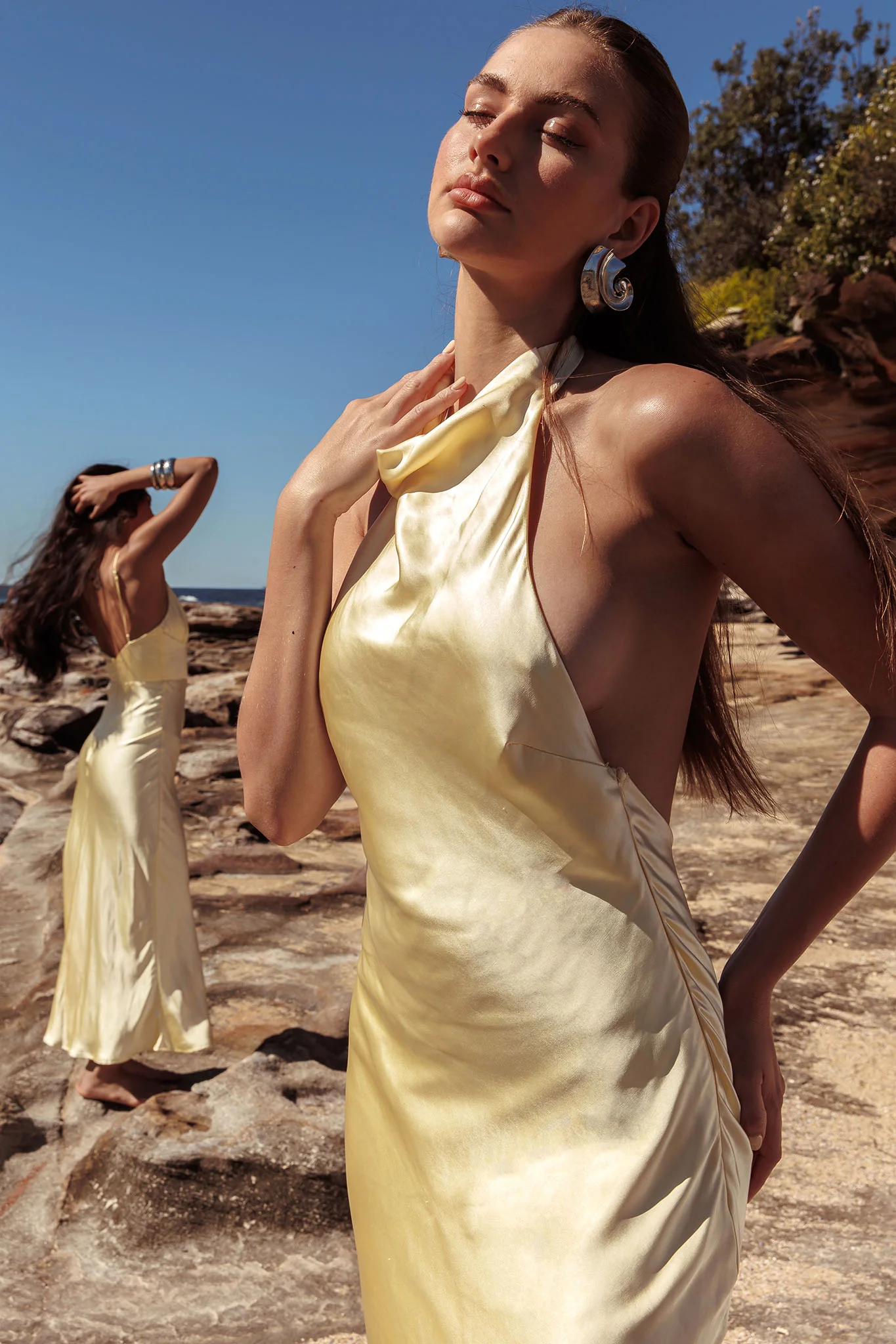 Sweetest Sundays Halterneck Open Back Dress Butter - Sonourner