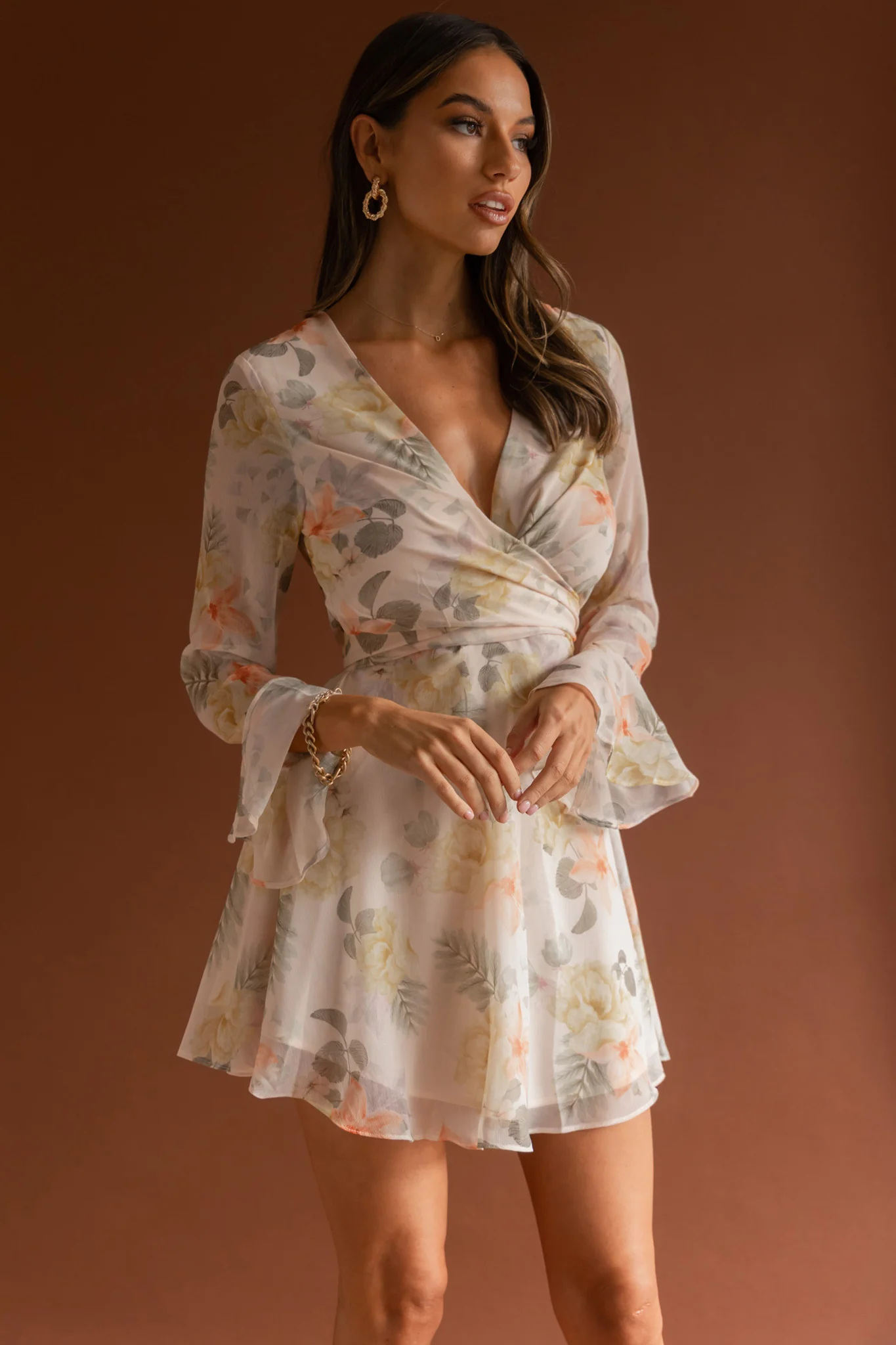 Unconditional Tied Front Dress Floral Yellow - Sonourner