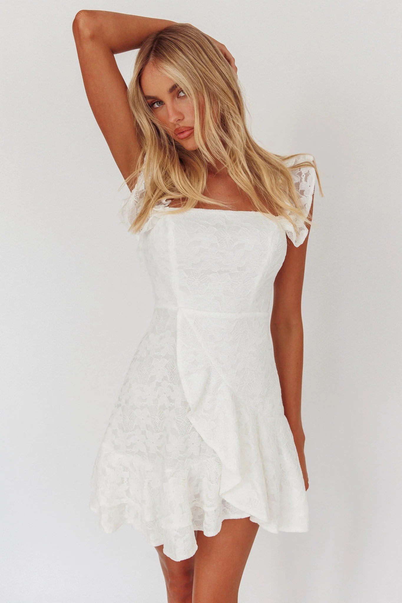 Verona Off-Shoulder Ruffle Mini Dress White - Sonourner