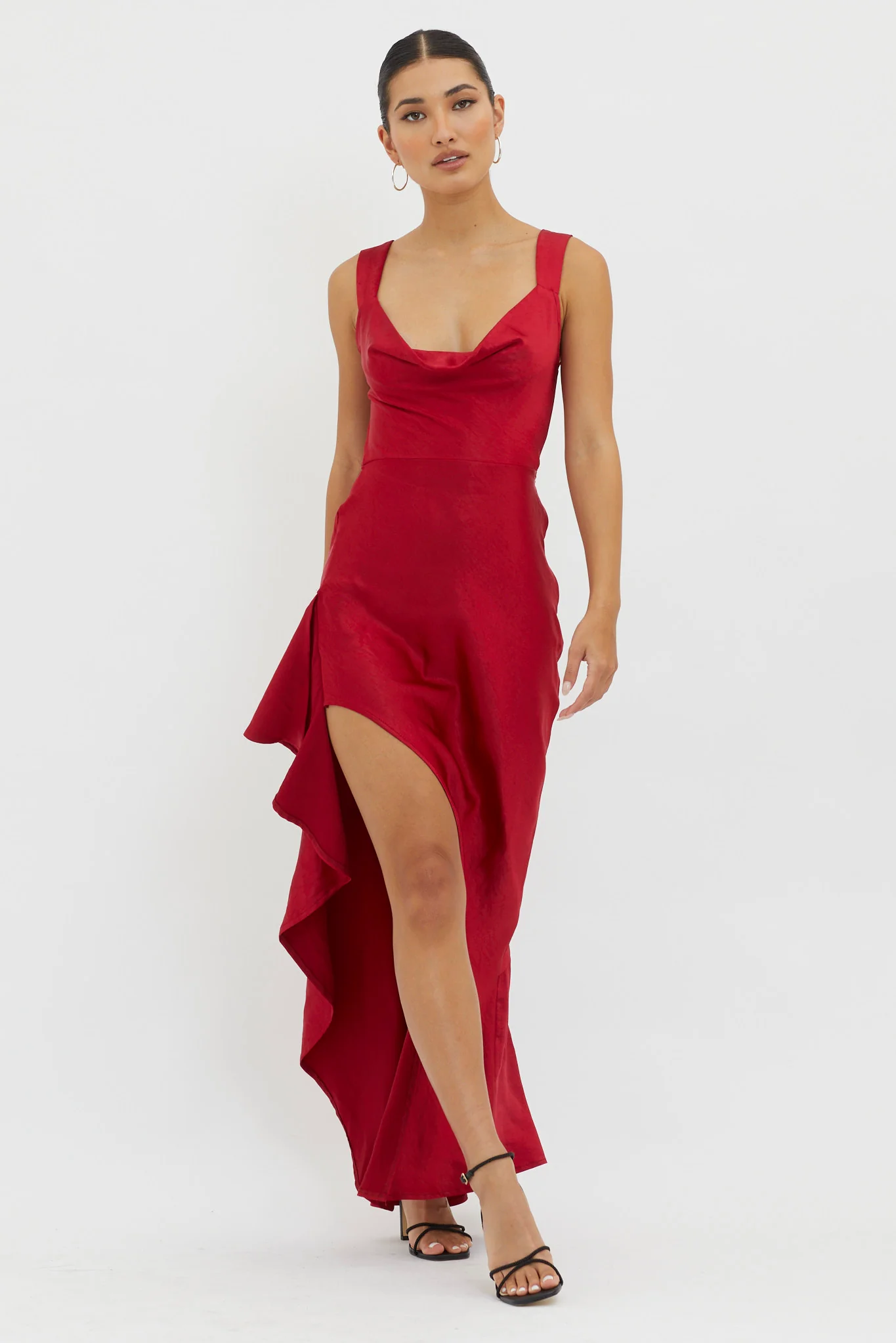 Ellianna Lace-Up Back Maxi Dress Red - Sonourner