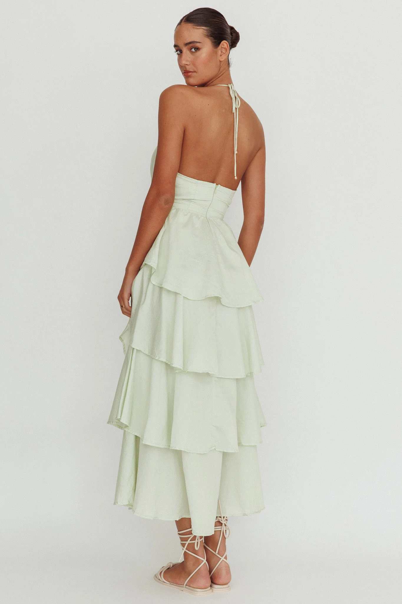 Catalina Tiered Ruffle Maxi Dress Sage - Sonourner