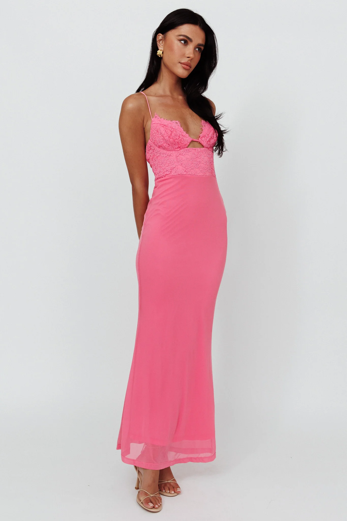 Modern Love Lace Bodice Maxi Dress Pink - Sonourner
