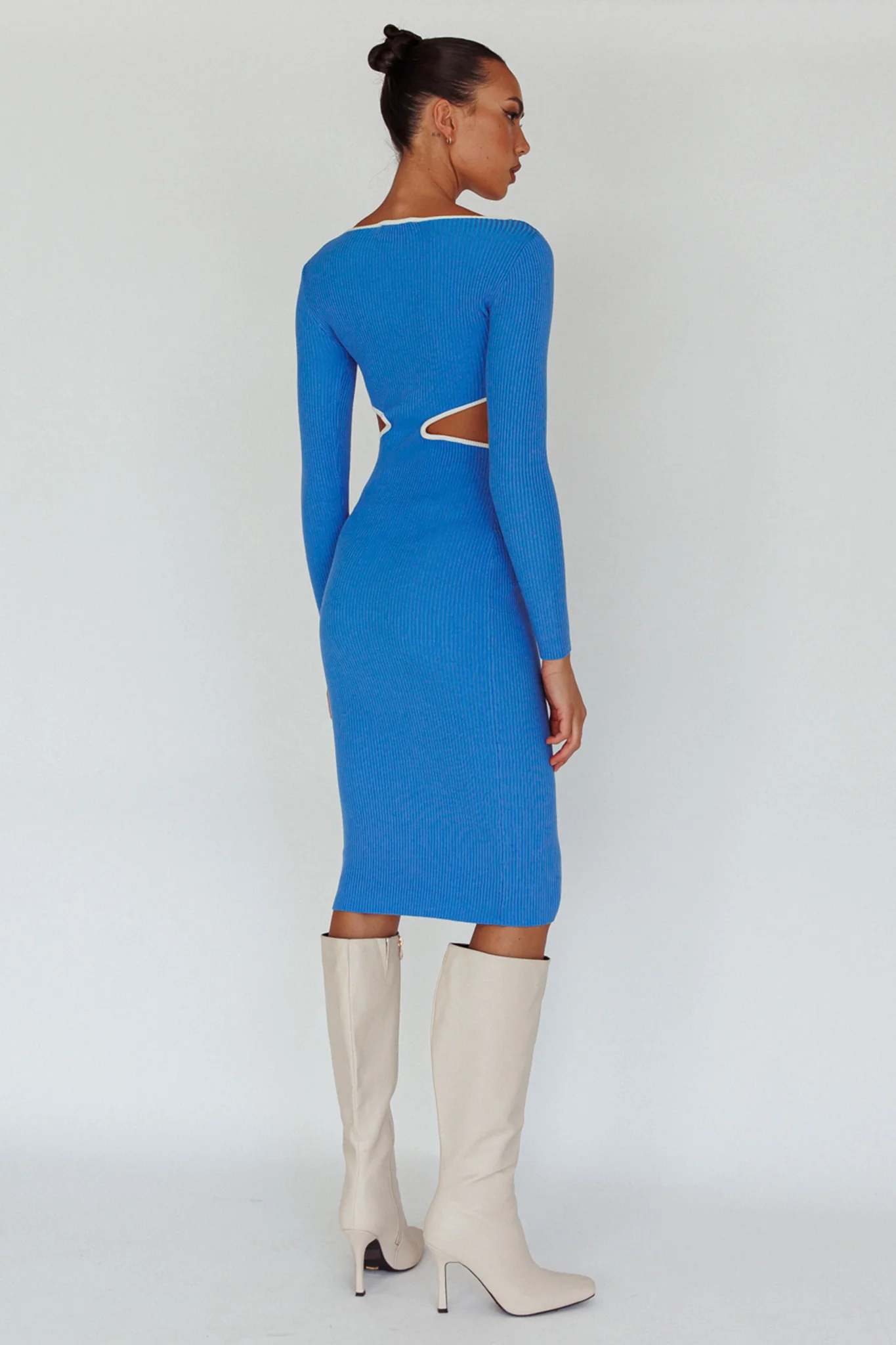 Jovie Keyhole Knit Midi Dress Blue - Sonourner
