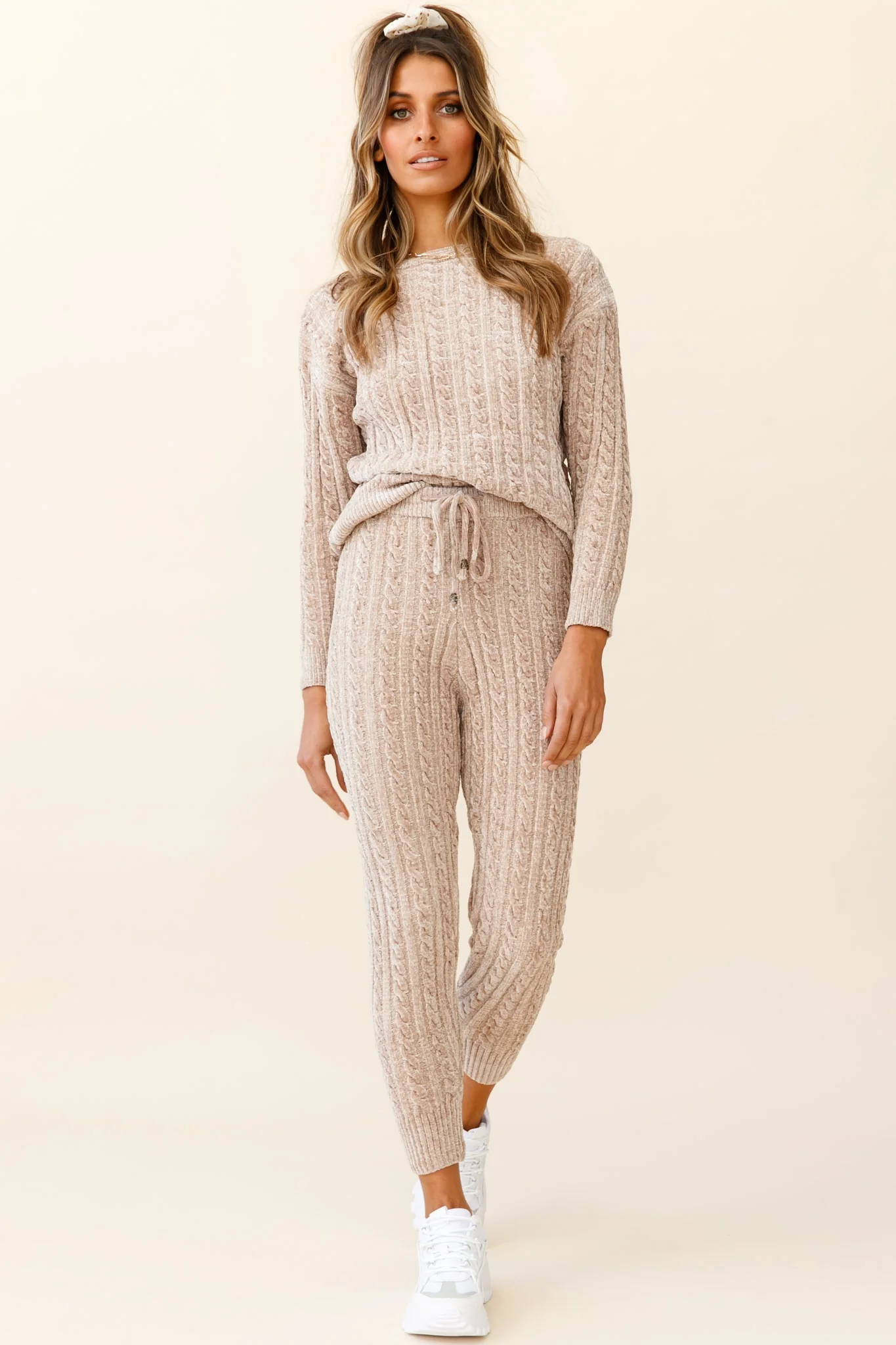 Kansas Cable Knit Fitted Pants Brown - Sonourner