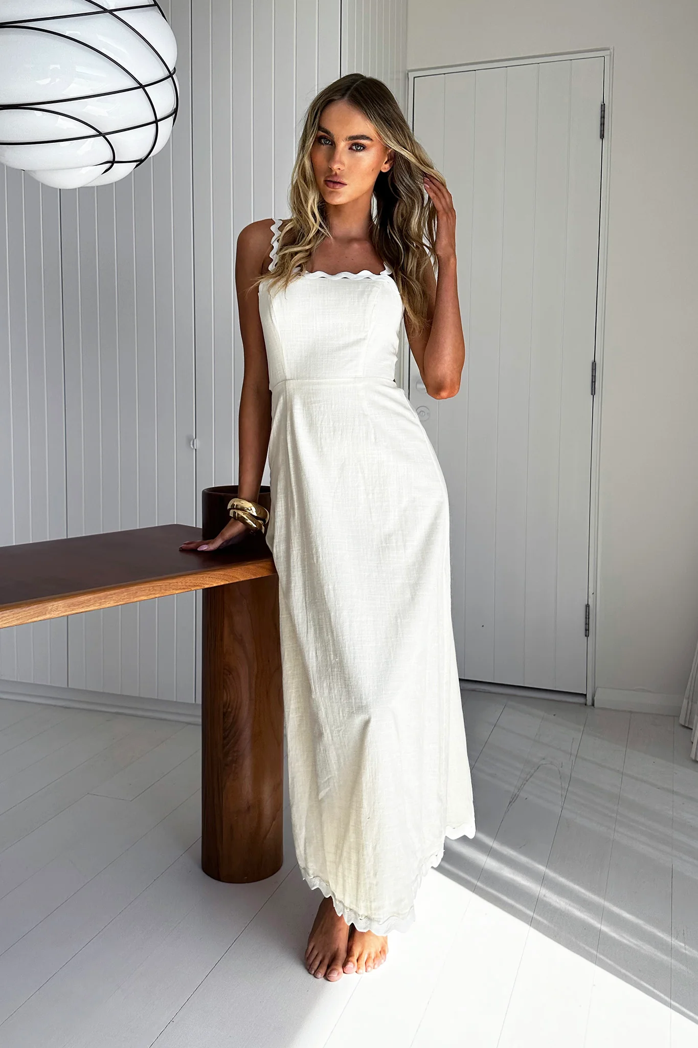 Montego Bay Ric Rac Strap Maxi Dress Oat - Sonourner