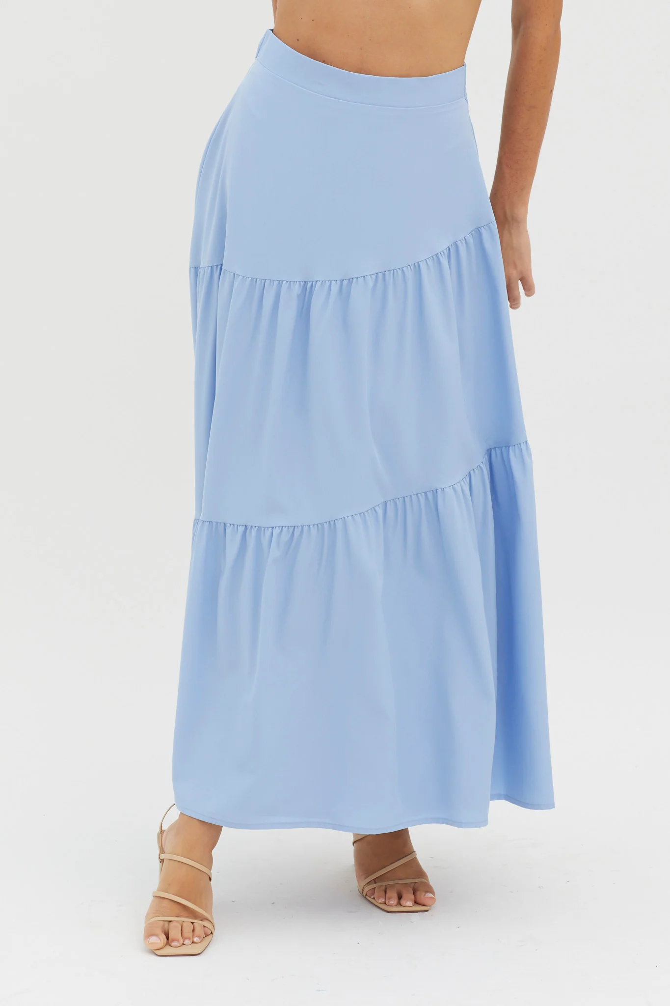 Bondi Waist Tie Maxi Skirt Blue - Sonourner
