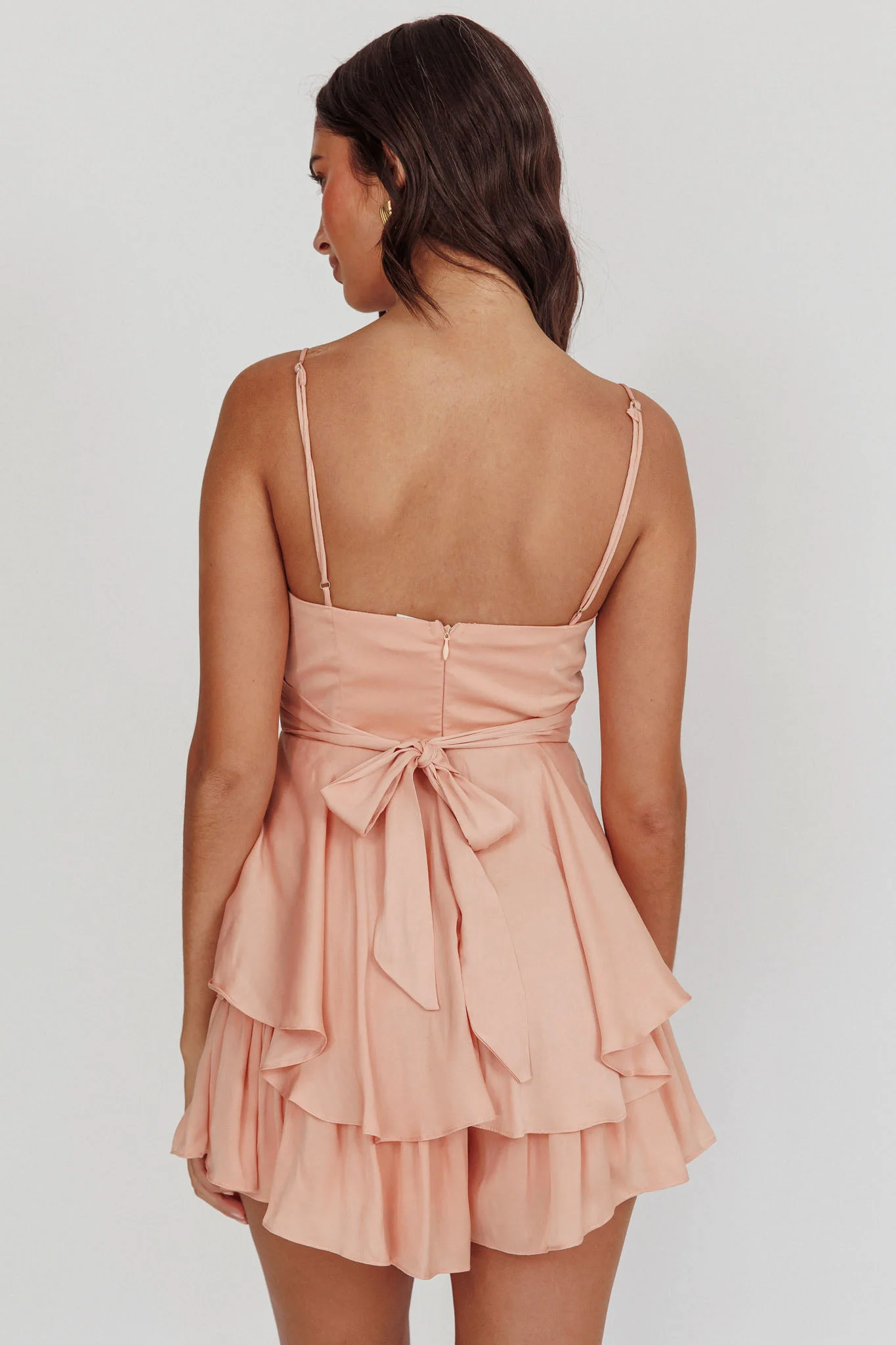 Well Versed Cowl Neck Flounce Romper Peach - Sonourner