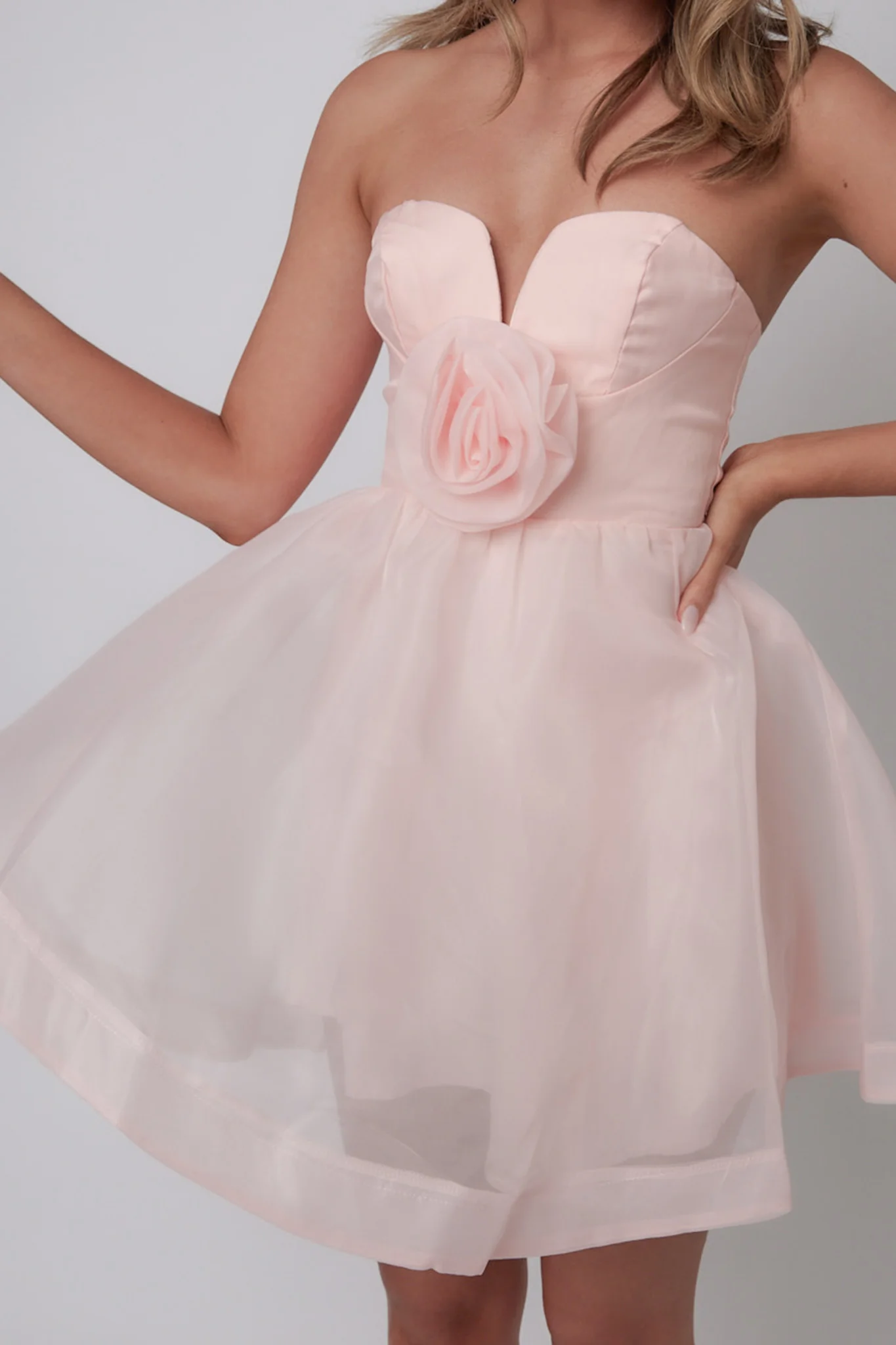 La Vie En Rose Strapless A-Line Mini Dress Baby Pink - Sonourner