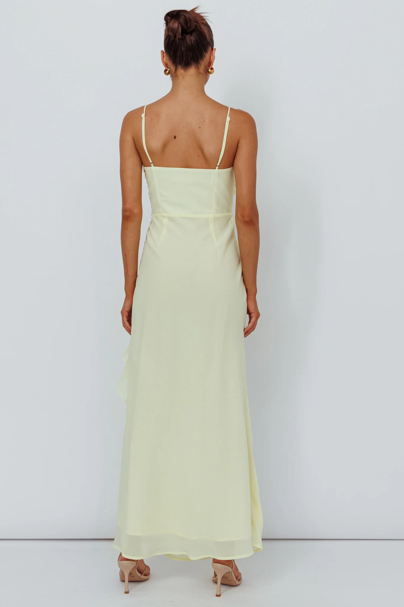 Jayna Ruffle Trim Split Dress Yellow - Sonourner