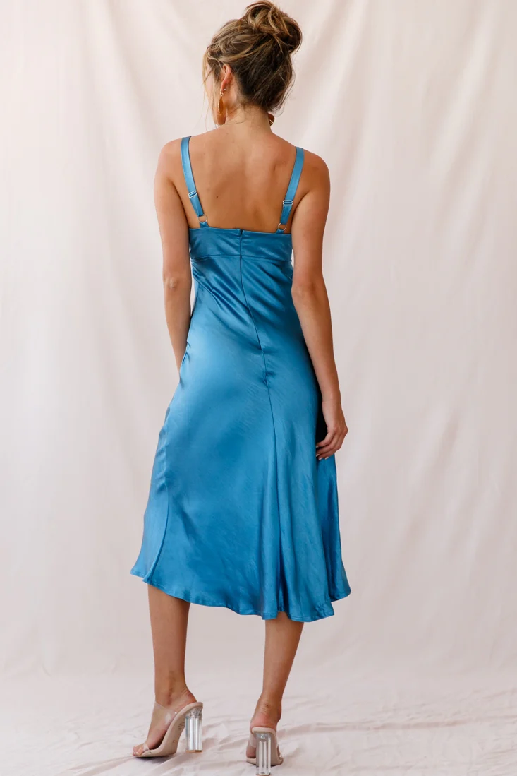 Perfect Day Satin Midi Dress Teal - Sonourner