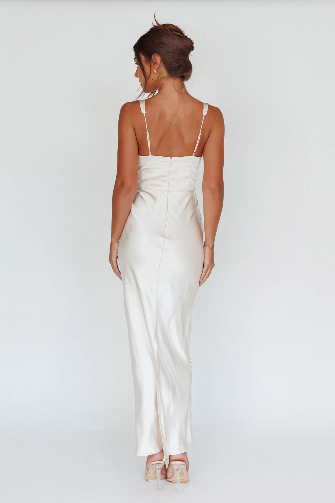 Blushing Beauty Horsebit Accent Maxi Dress Champagne - Sonourner