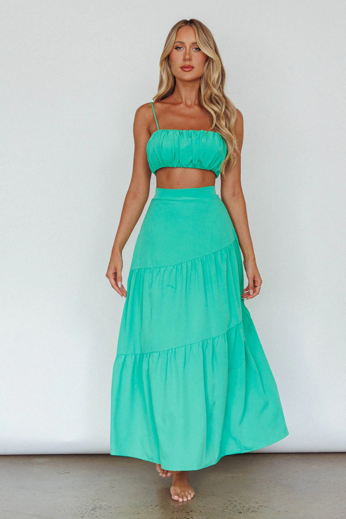 Bondi Waist Tie Maxi Skirt Apple - Sonourner