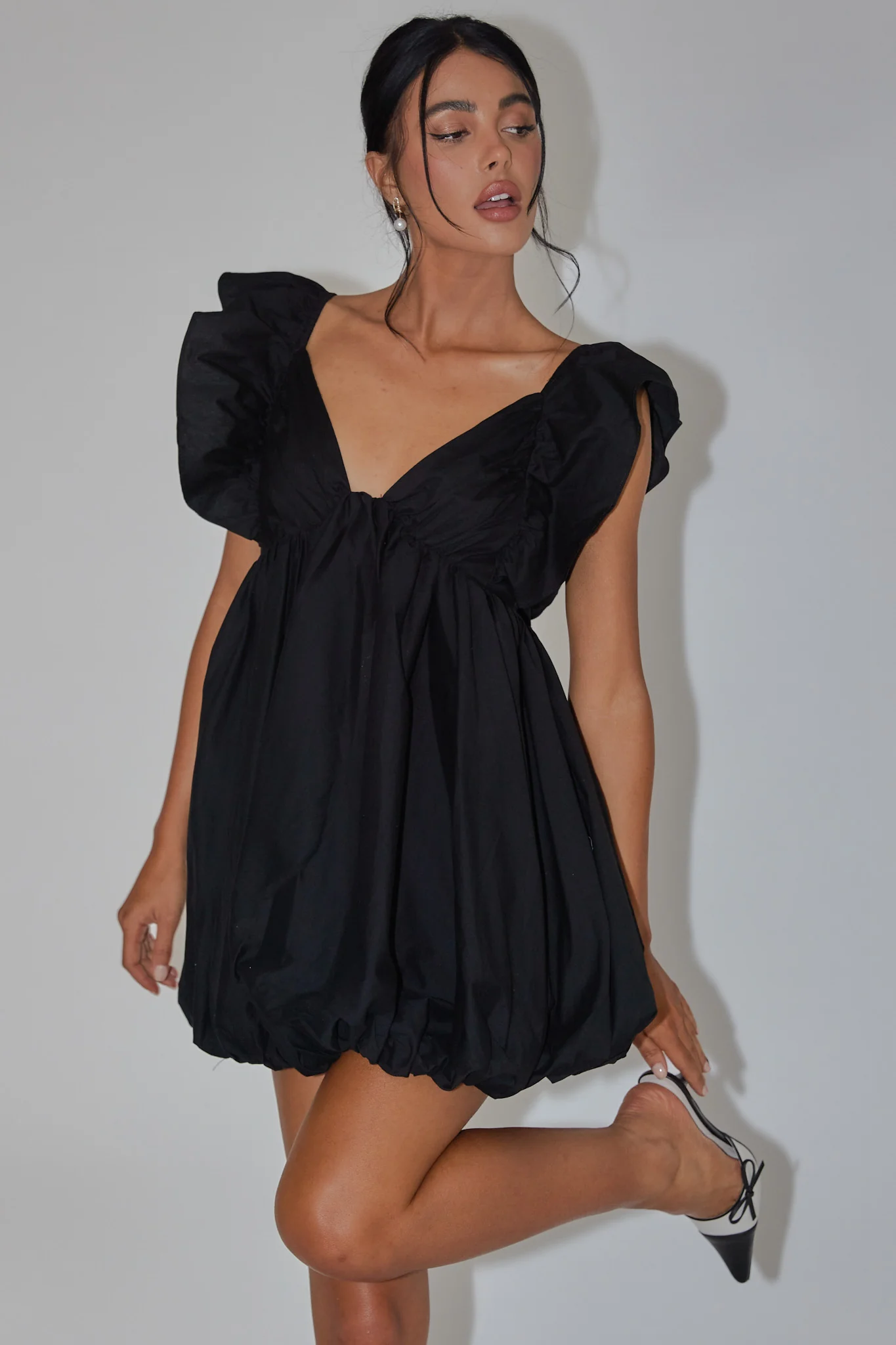 Horoscope Bubble Hem Mini Dress Black - Sonourner