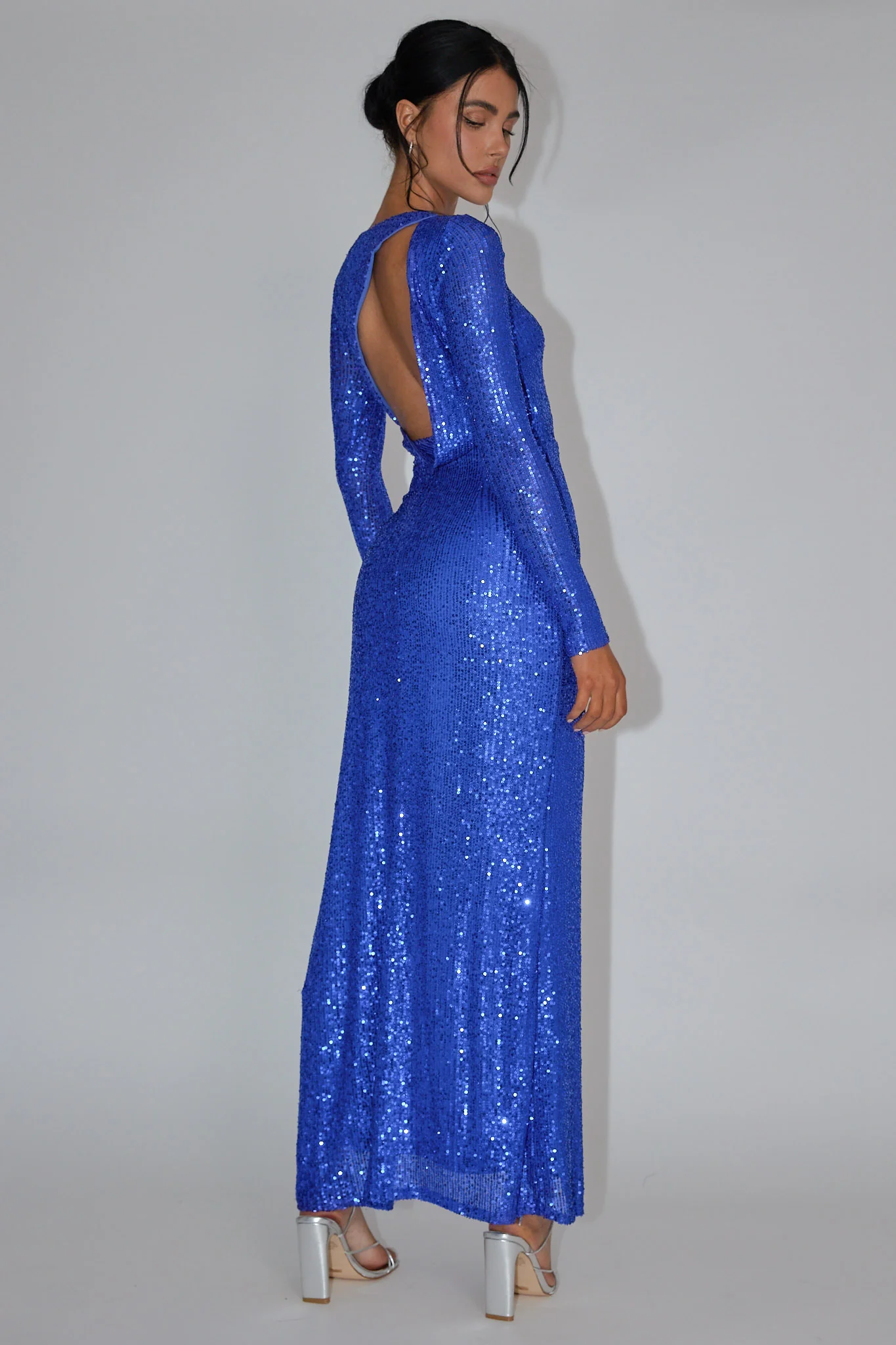 Le Monde Long Sleeve Sequin Maxi Dress Navy - Sonourner