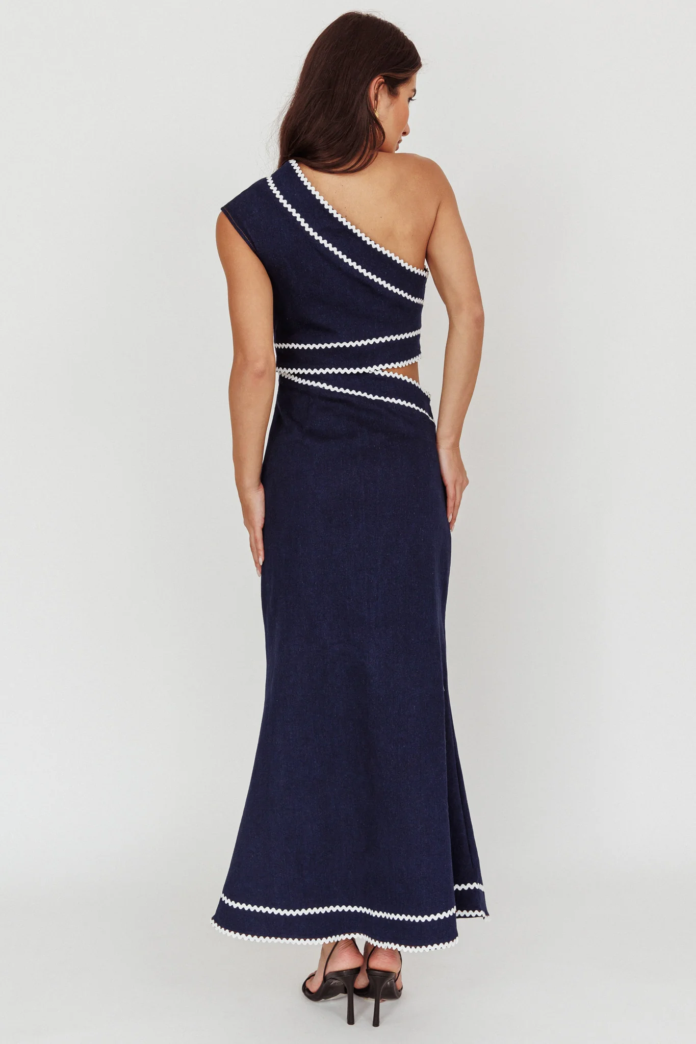 Mahli One-Shoulder Cut-Out Maxi Dress Dark Denim - Sonourner