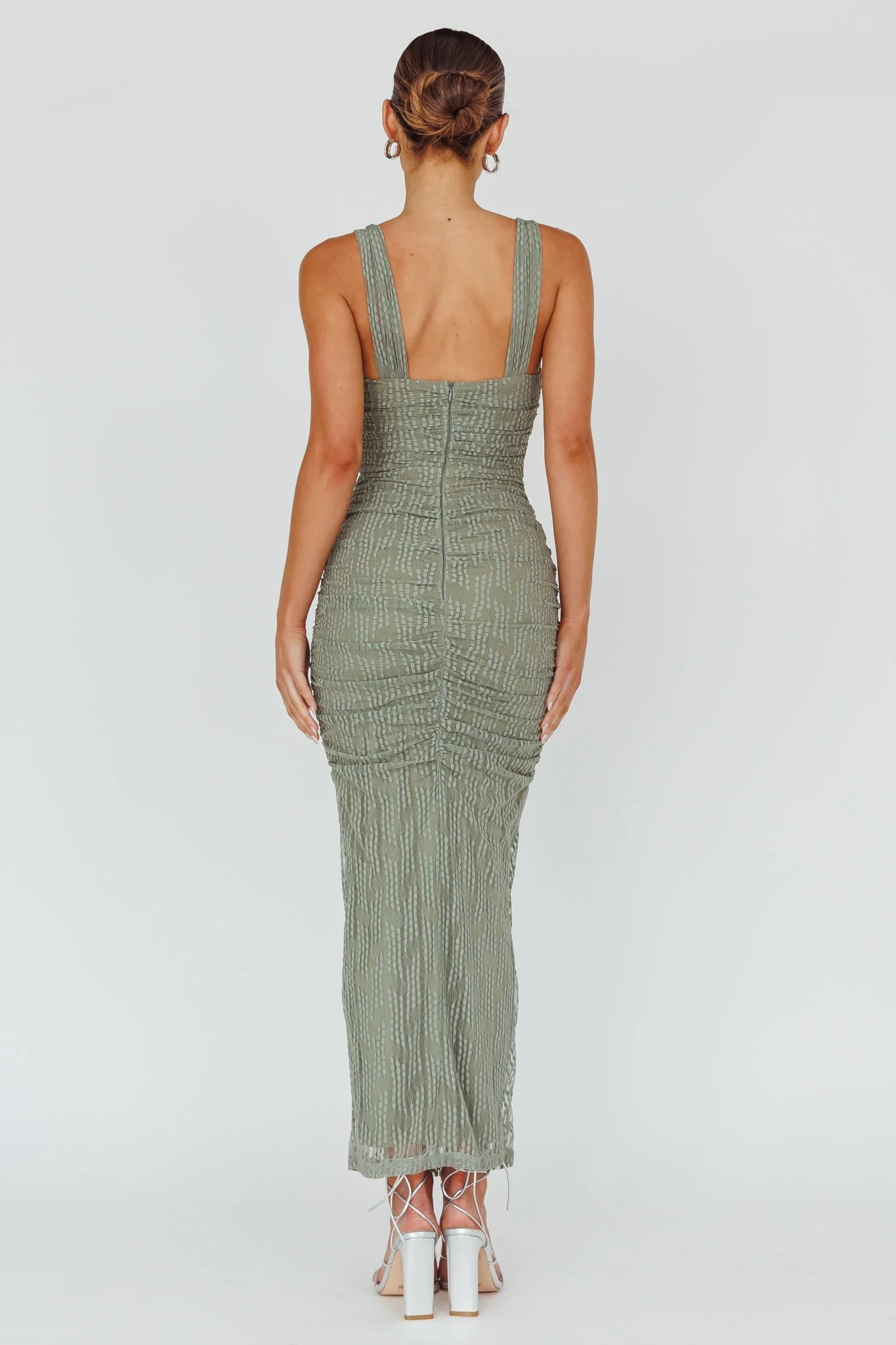 Oliana Embroidered Mesh Midi Dress Fern - Sonourner