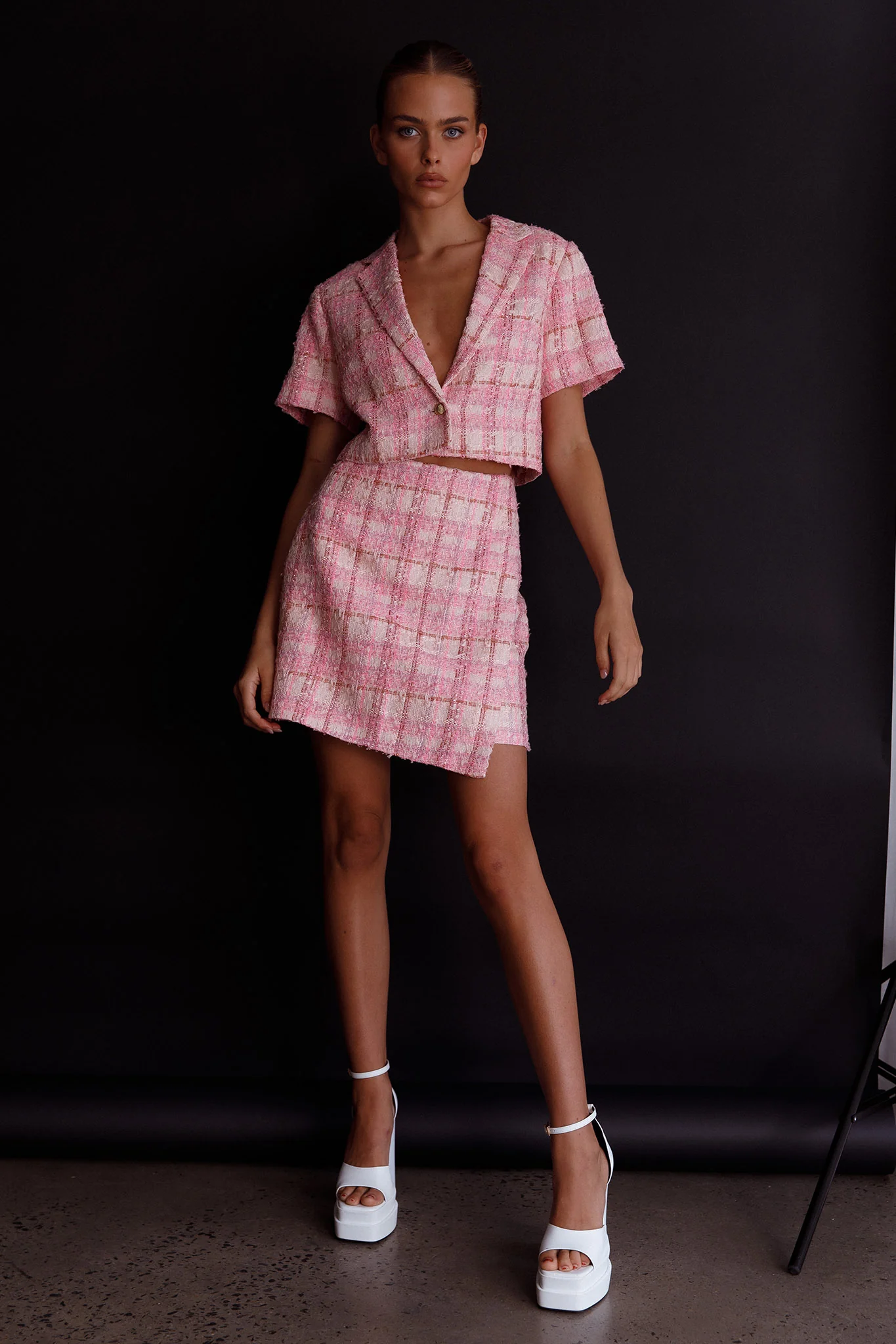 Main Character Crop Top & Skirt Set Pink Multi - Sonourner