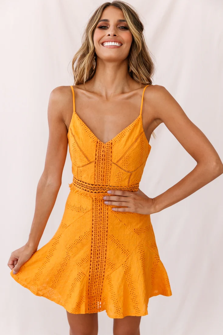 Eugenie Cami Strap Embellished Sun Dress Sunset - Sonourner