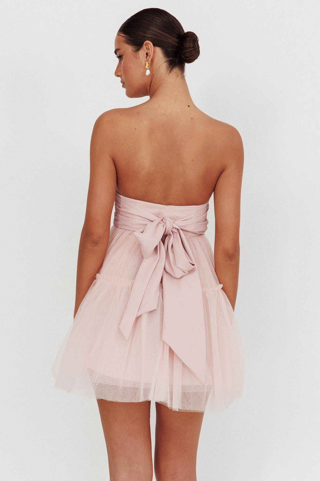 Dreamscape Strapless Tulle Mini Dress Blush - Sonourner