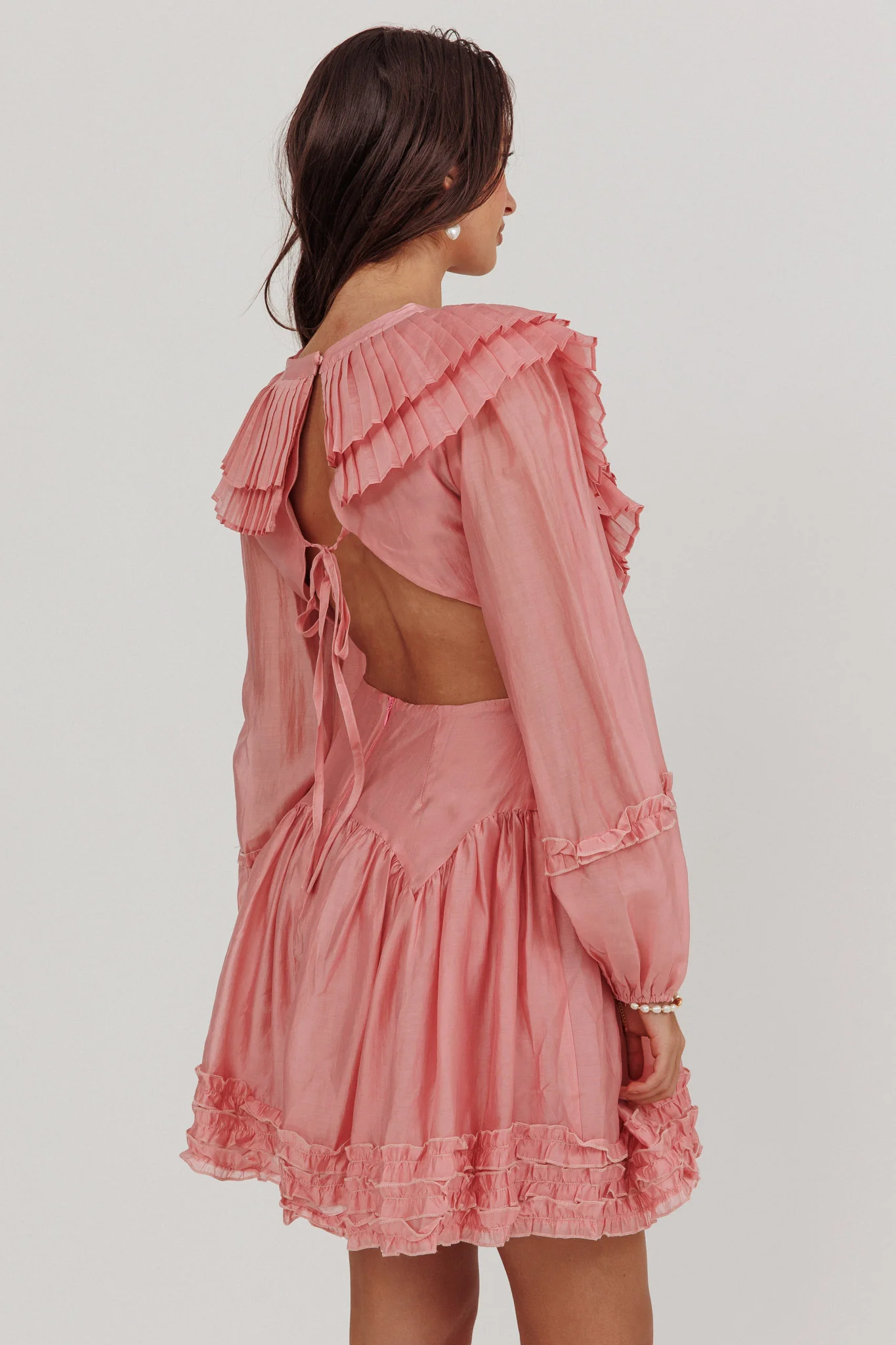 Alive Pleated Sailor Collar Mini Dress Dusty Pink - Sonourner