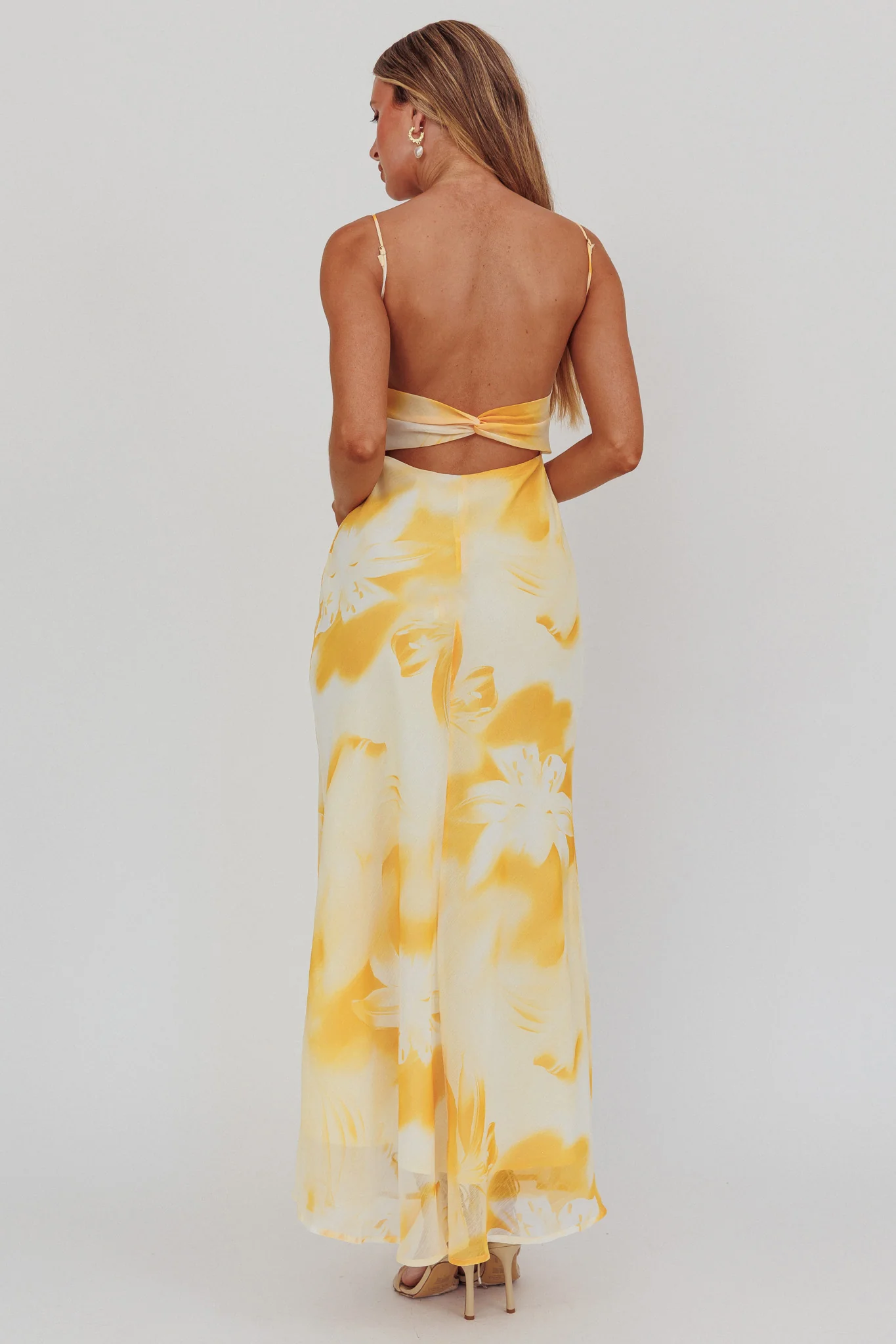 Nerida Low Back Twist Maxi Dress Lily Yellow - Sonourner