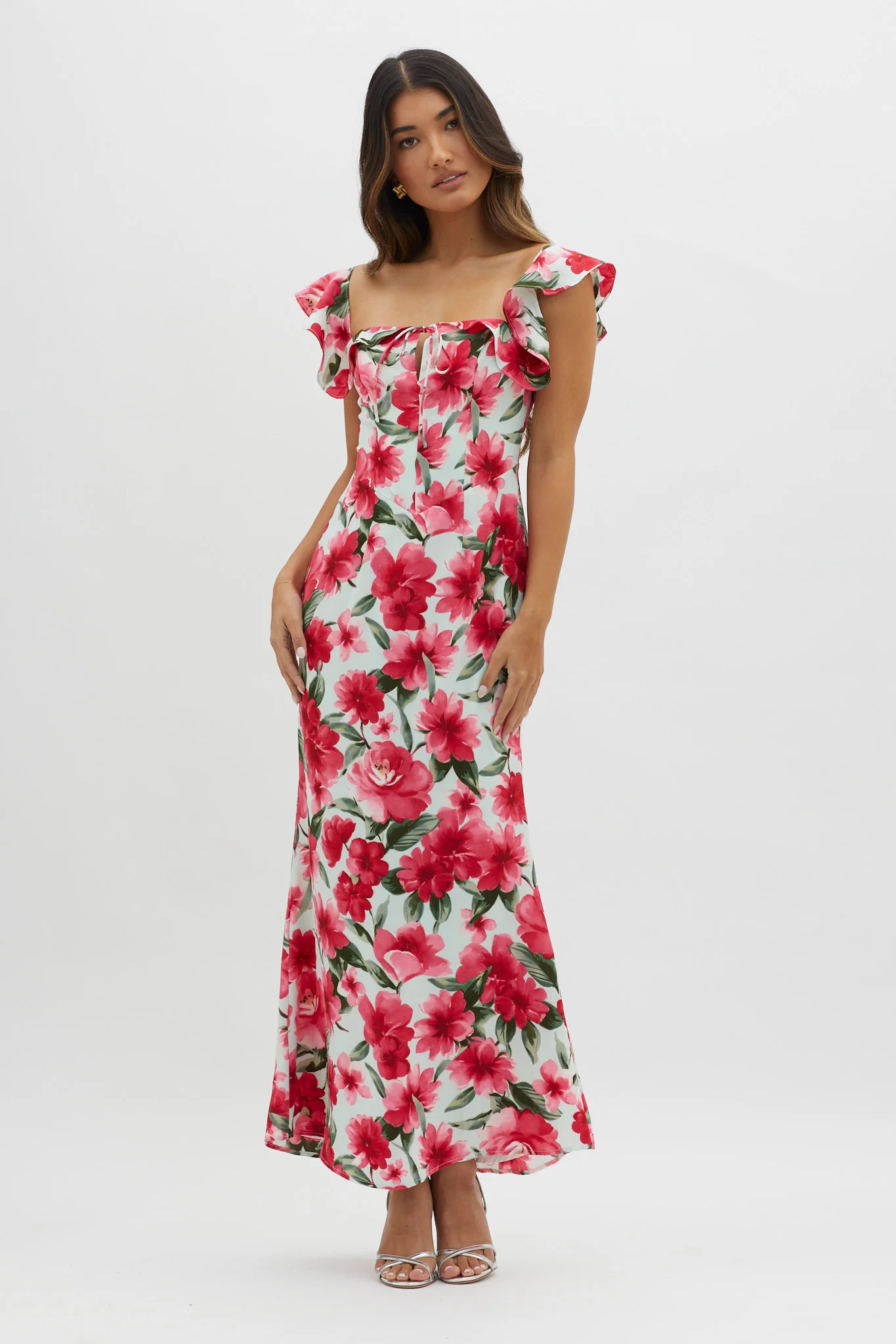 New Era Off Shoulder Maxi Dress Floral Red - Sonourner