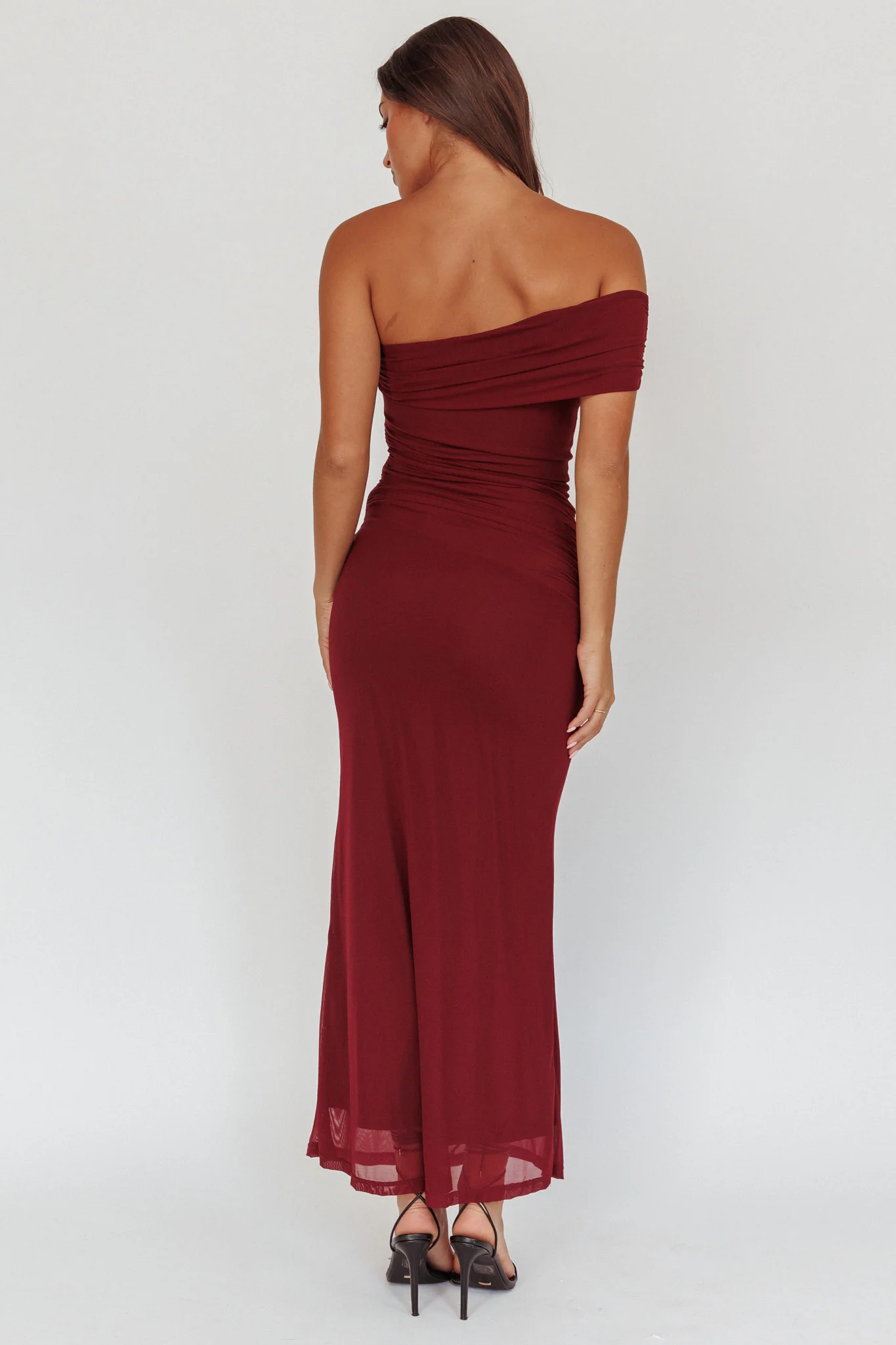 Gala One-Shoulder Maxi Dress Wine - Sonourner