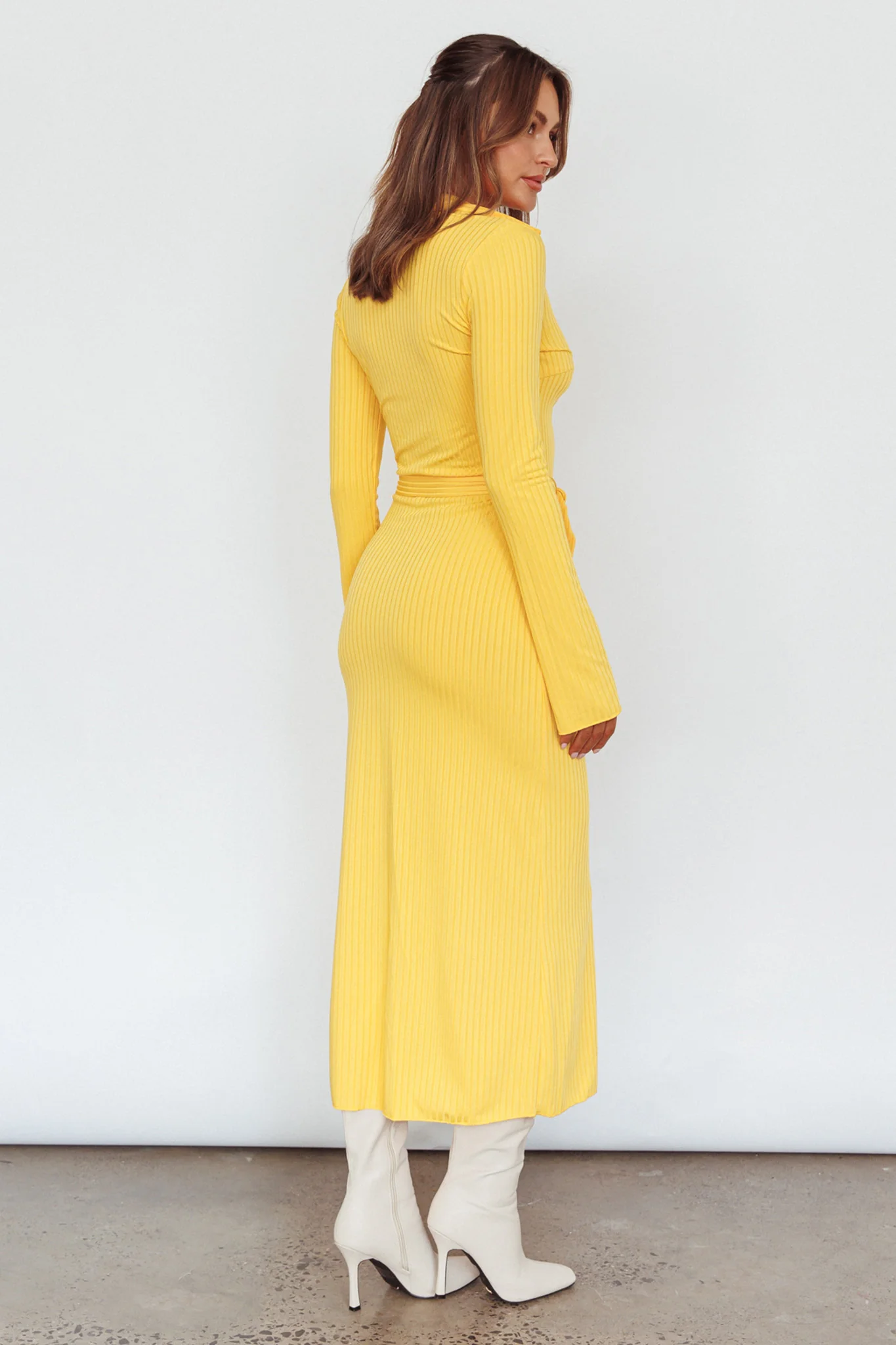 Eastcoast Collared Placket Midi Dress Yellow - Sonourner