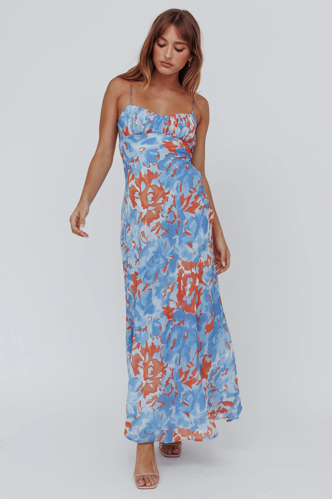 Nerida Twist Back Maxi Dress Abstract Blue - Sonourner