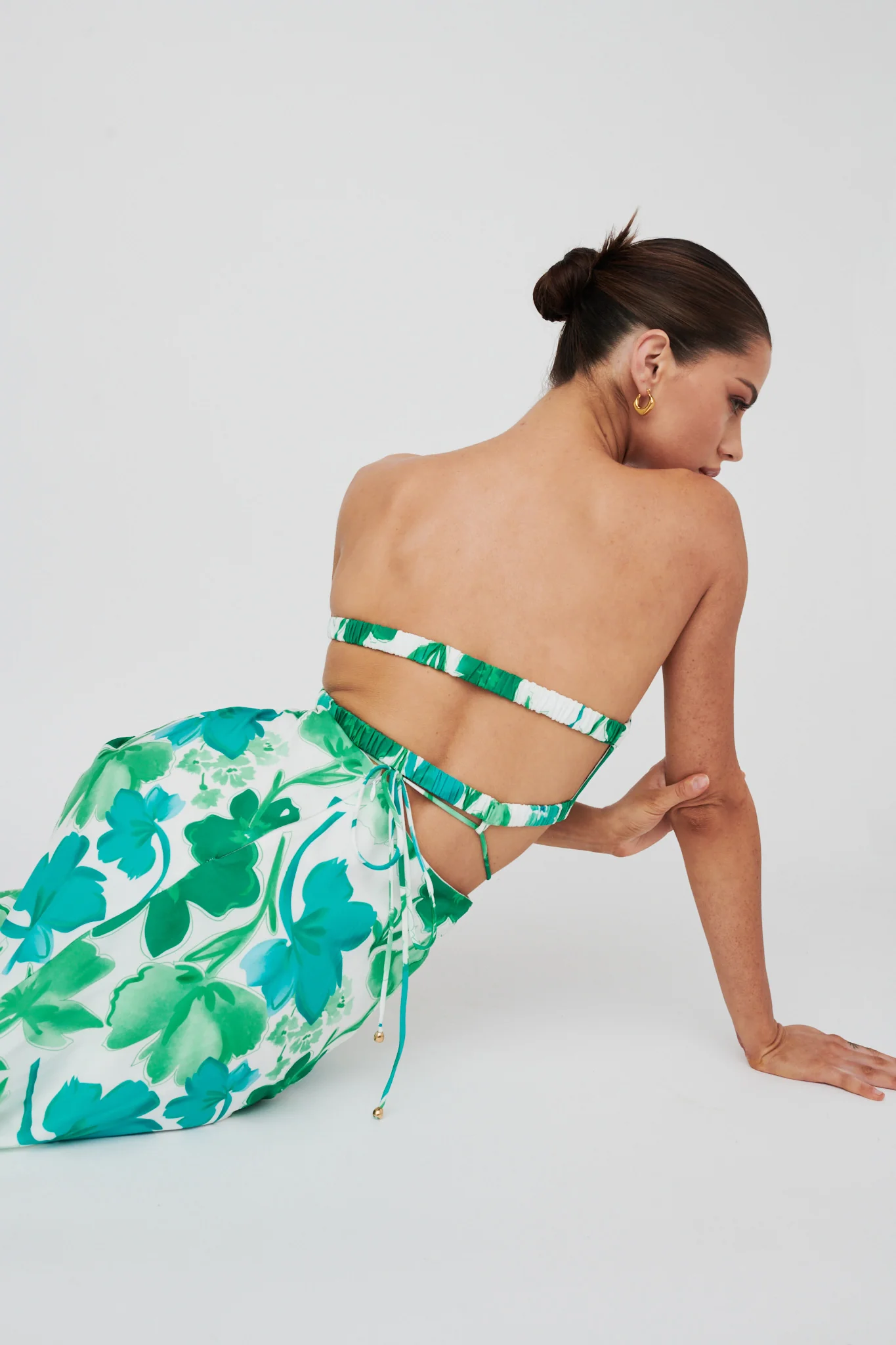 Tuscan Summers Strapless Cut-Out Midi Dress Green - Sonourner