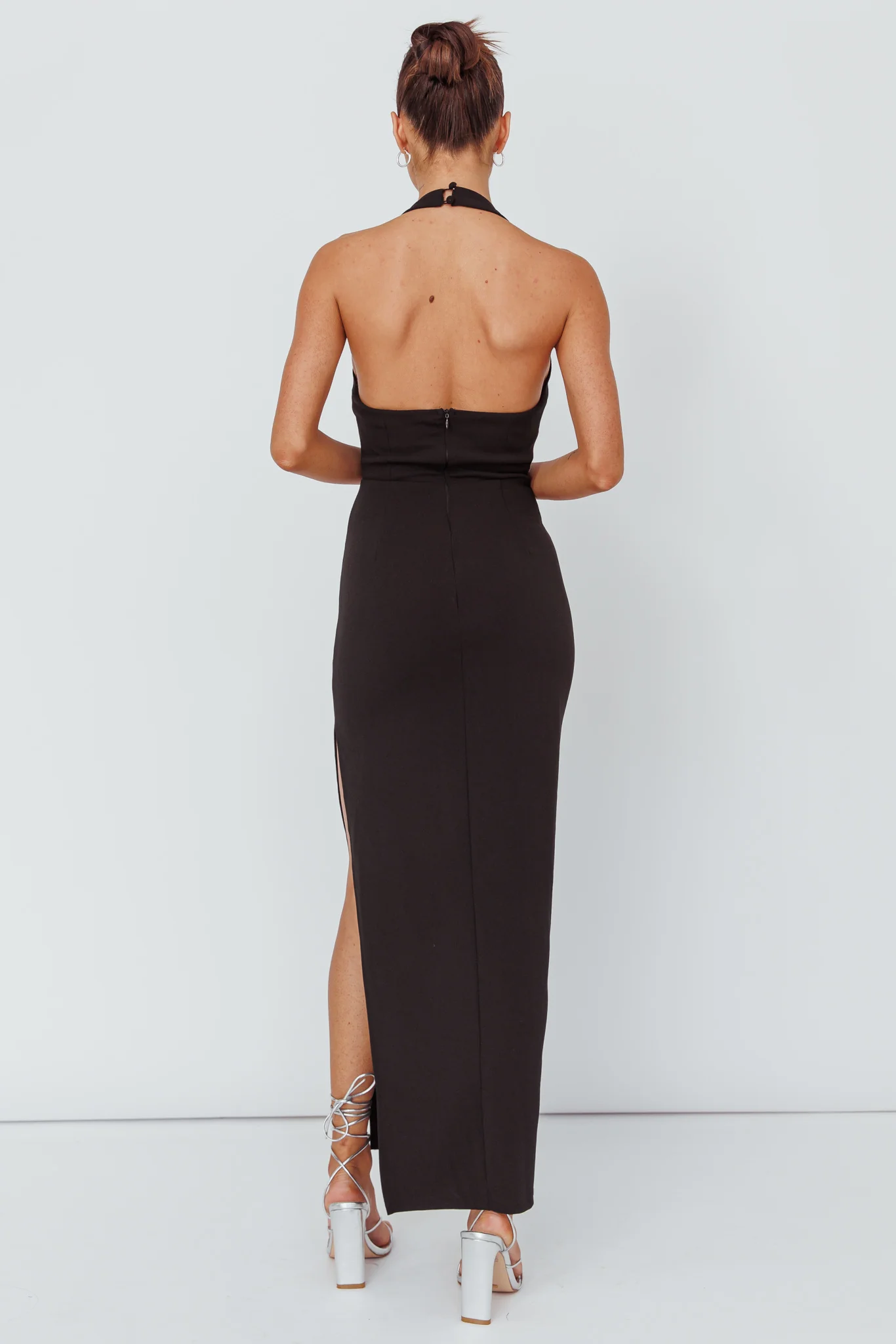 Leading Role Diamante Strap Halter Dress Black - Sonourner