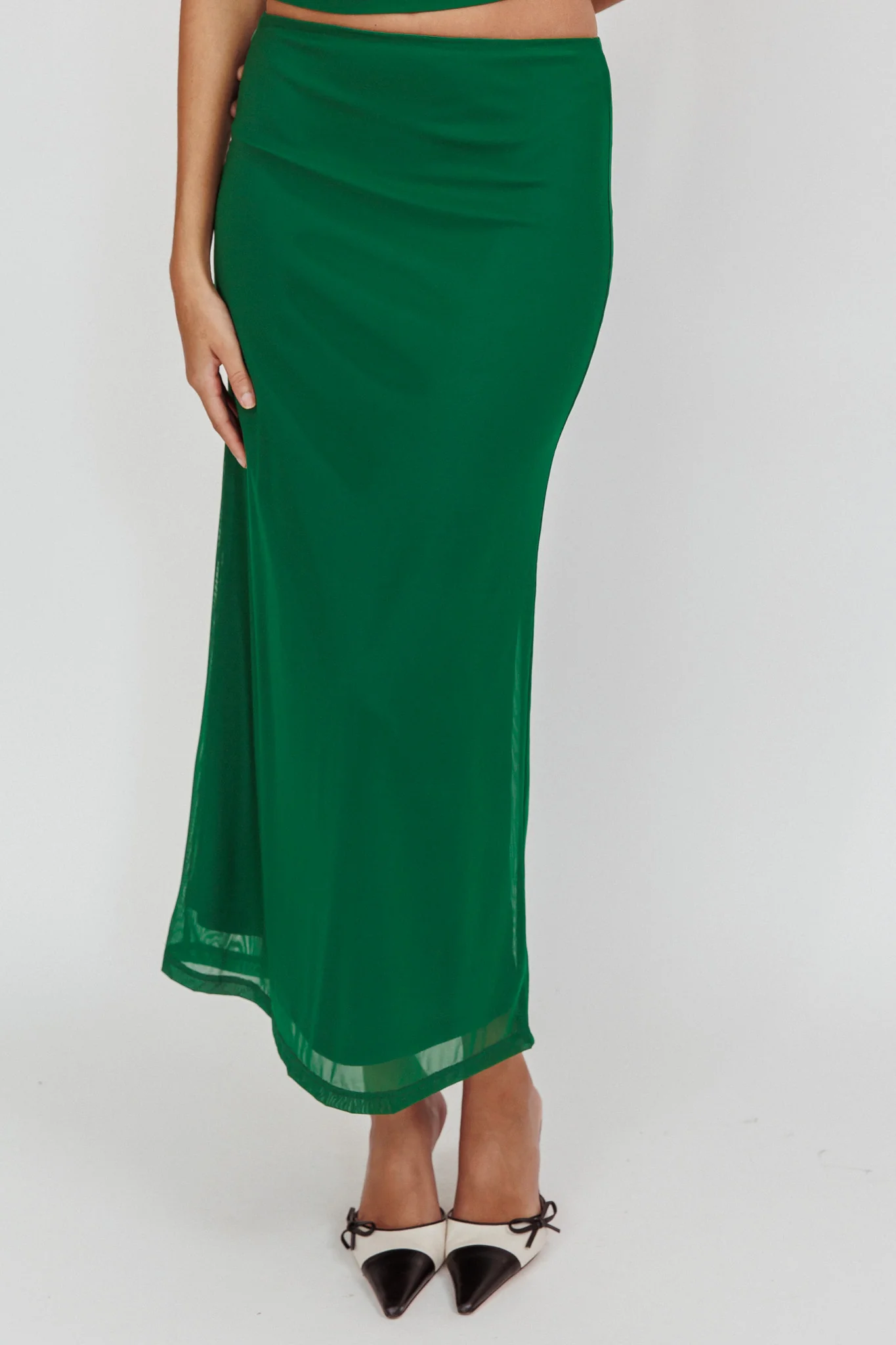 Lorely Mesh Maxi Skirt Forest Green - Sonourner